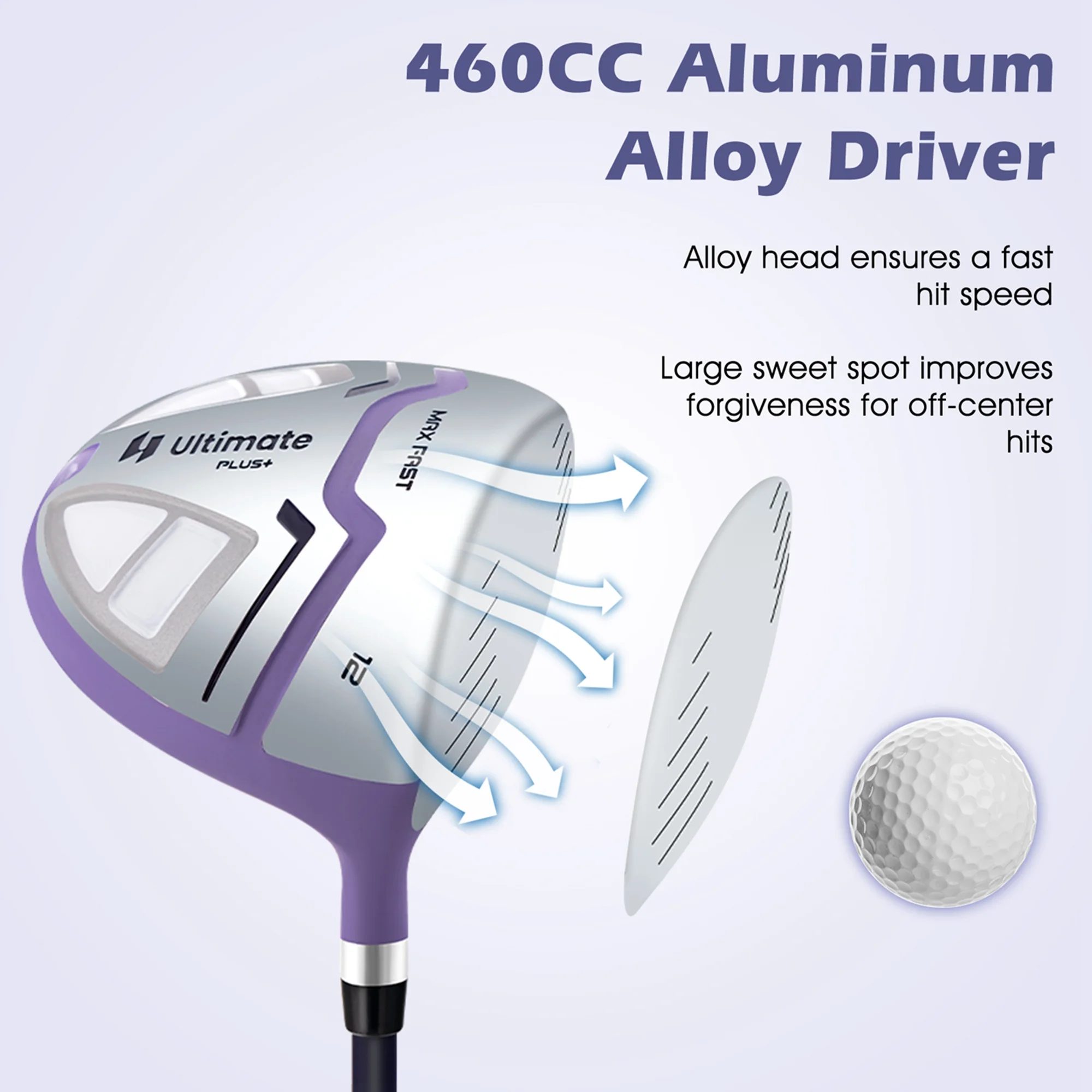 Ultimate Womens Complete Golf Club Set Golf Club Package Set W/ Rain Hood, Right Hand Purple