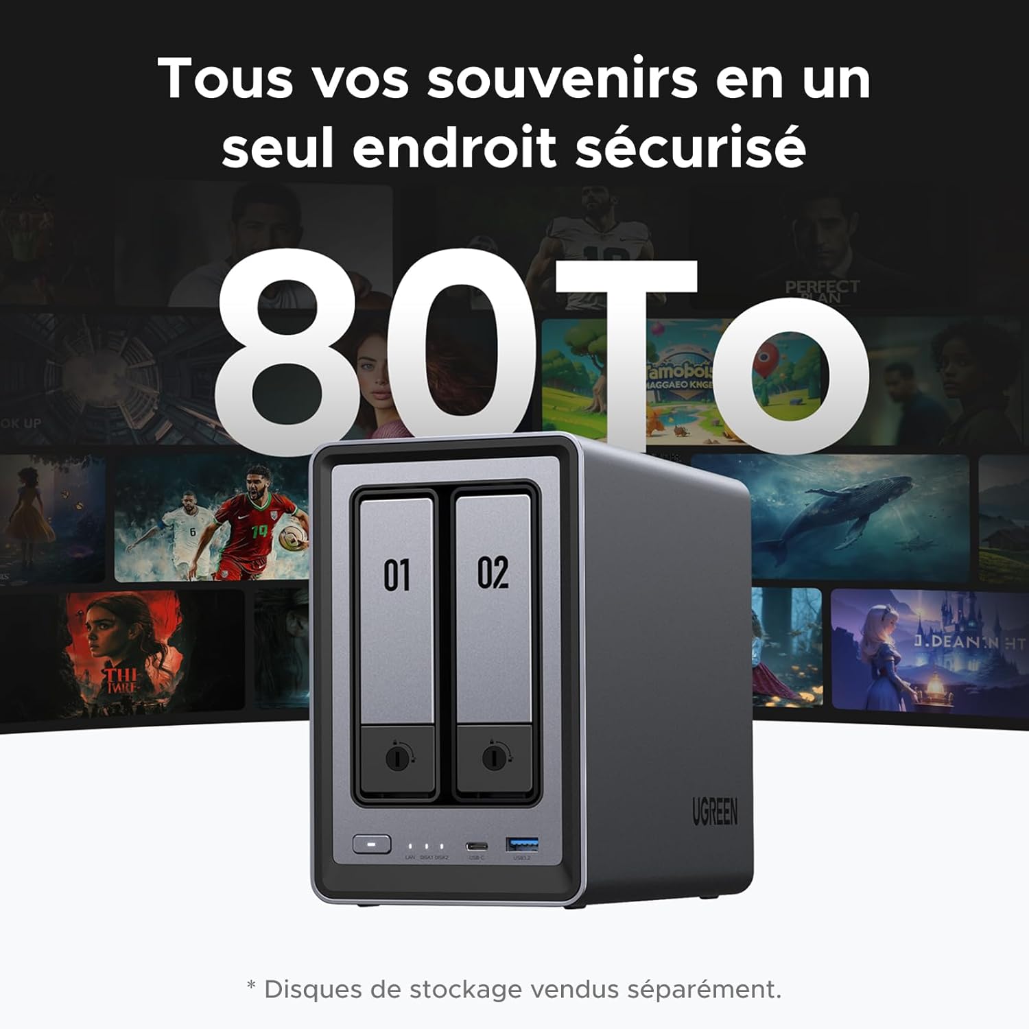NAS bureau 2 baies DXP2800 Intel N100 8 Go DDR5 25 GbE M.2 NVMe HDMI 4K stockage réseau