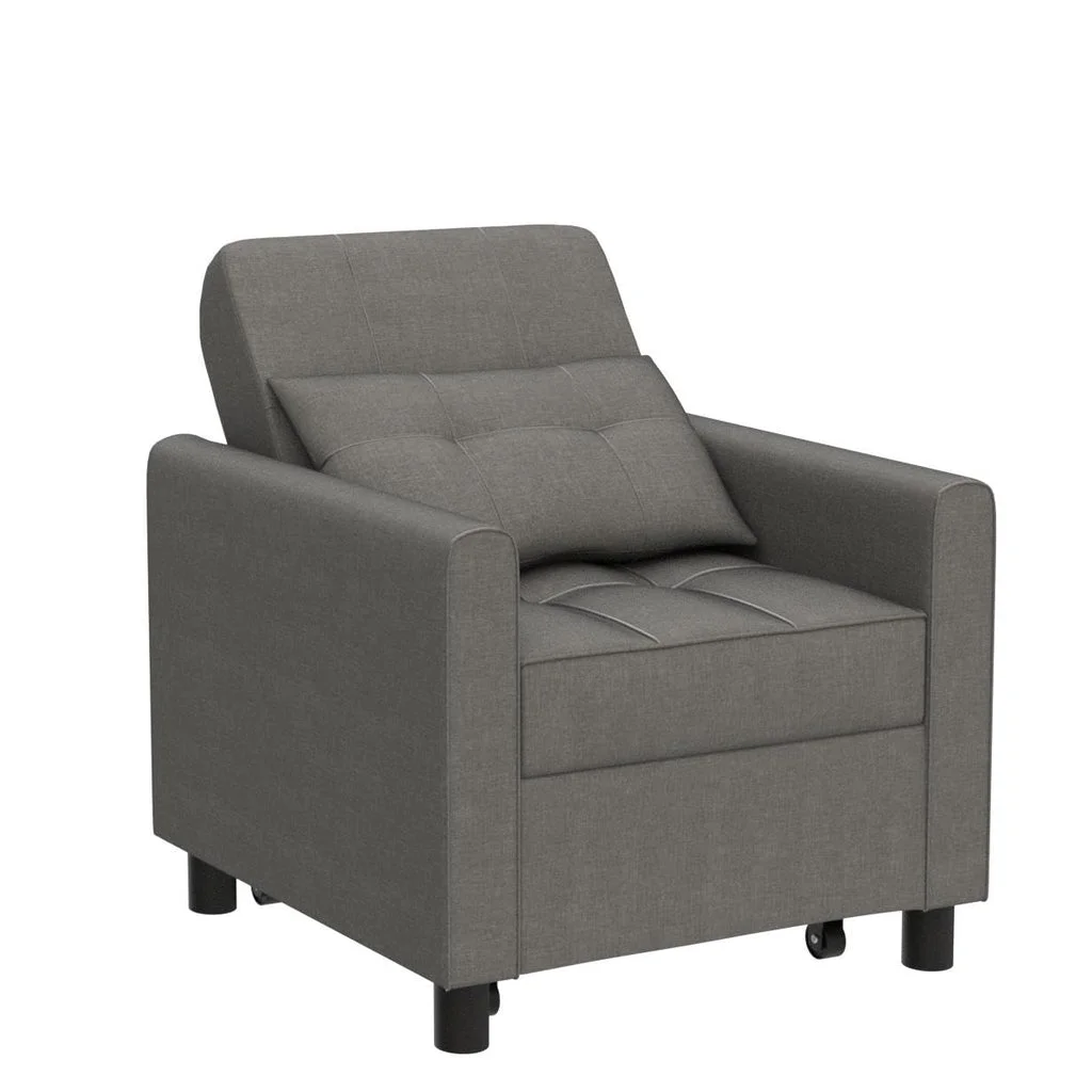 Convertible Sleeper Chair, Aiho 3 - in - 1 Convertible Sofa Bed Recliner Chair with Pull Out Couch - Dark Gray