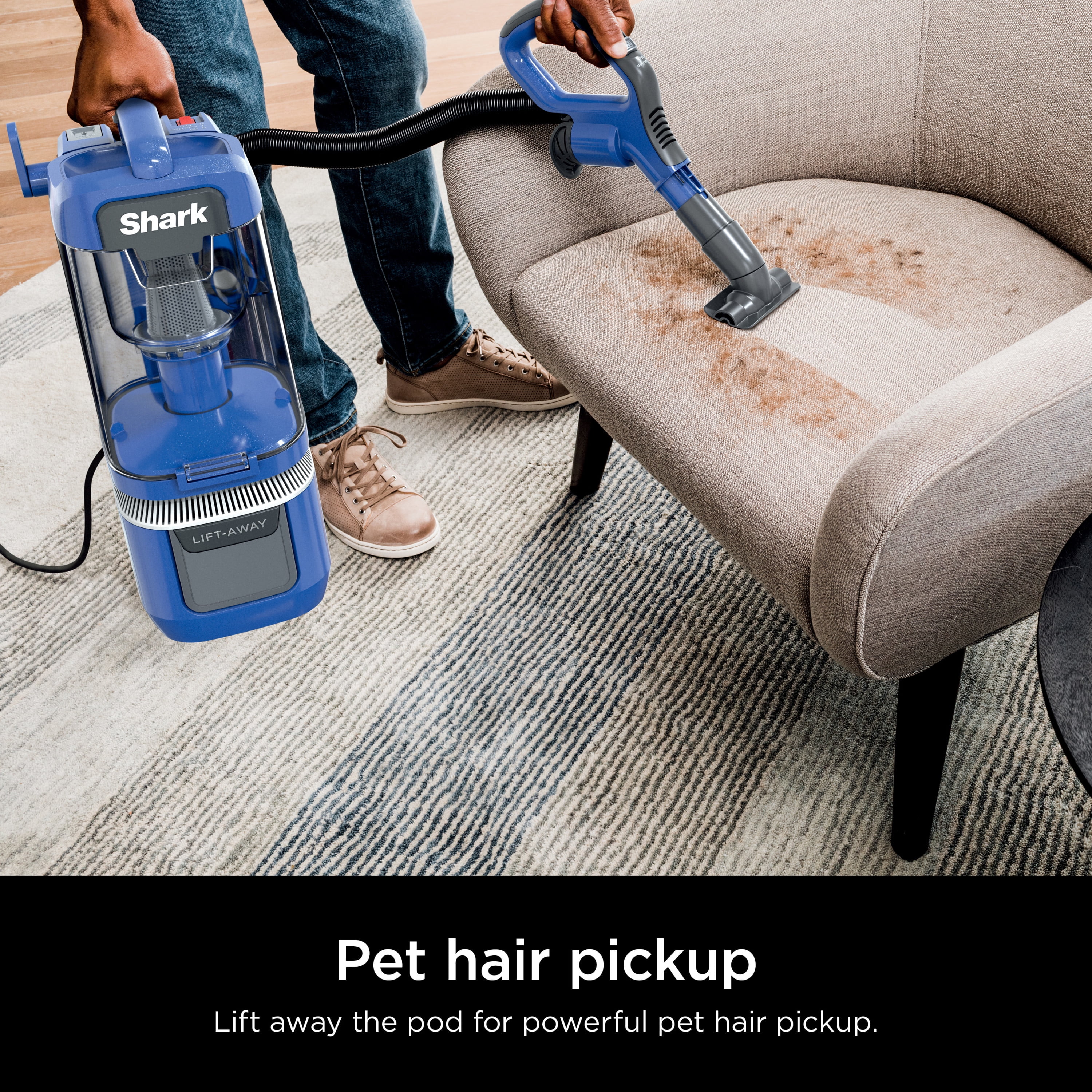 Shark Upright Vacuum, Lift - Away ADV, Pet Friendly, Bagless, with Self - Cleaning Brushroll, Hard Floor and Carpet, Anti Allergen & Lightweight Design, LA360, Blue