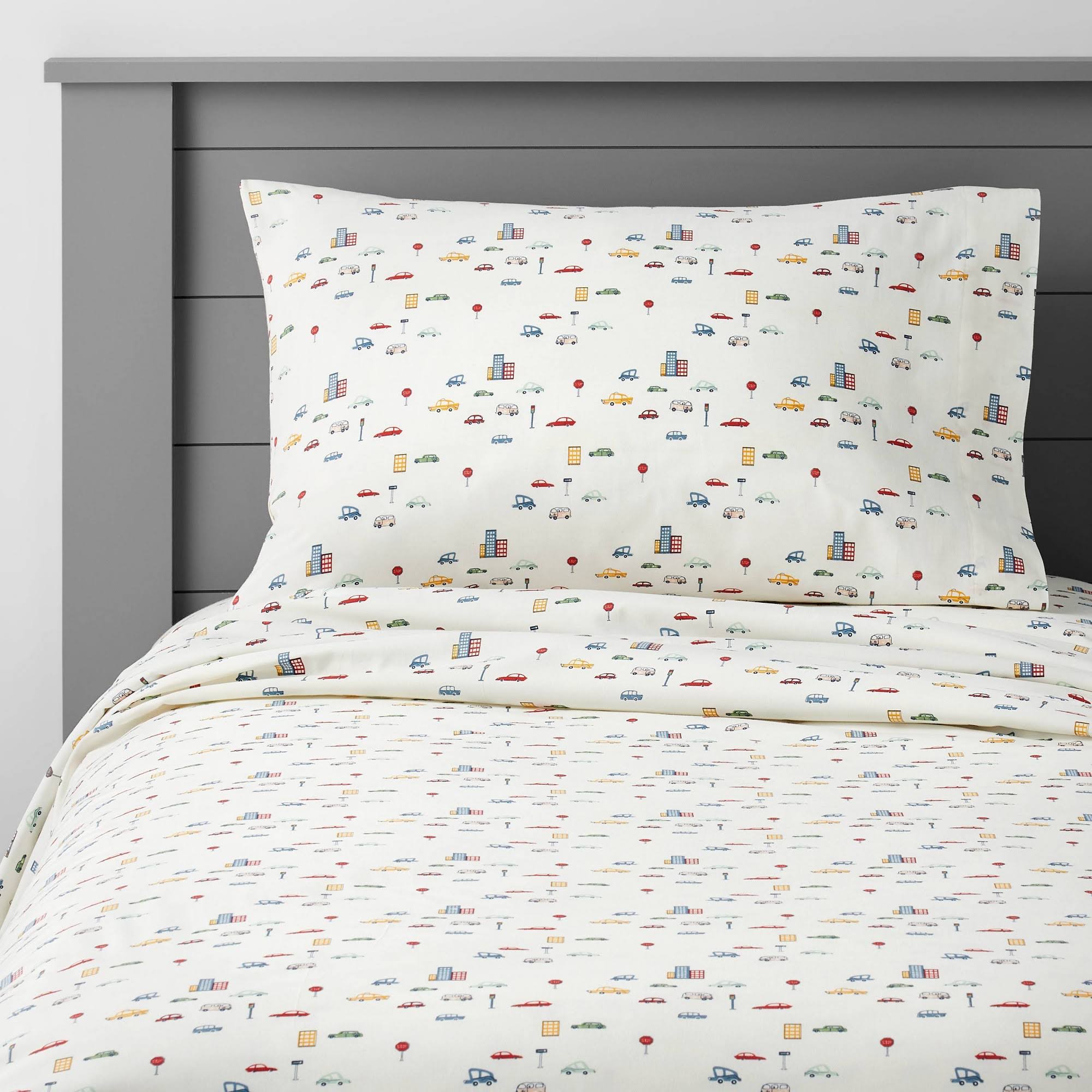 Pillowfort Twin City Cars Cotton Sheet Set - Size Twin