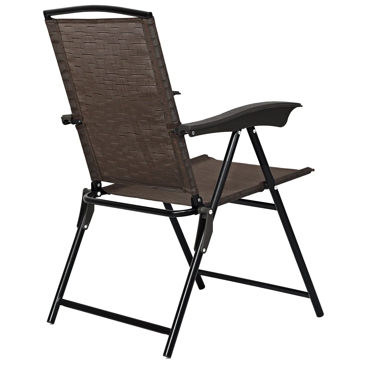 Topbuy Set of 4 Folding Sling Chairs Steel Armrest Patio Garden Pool Adjustable Back