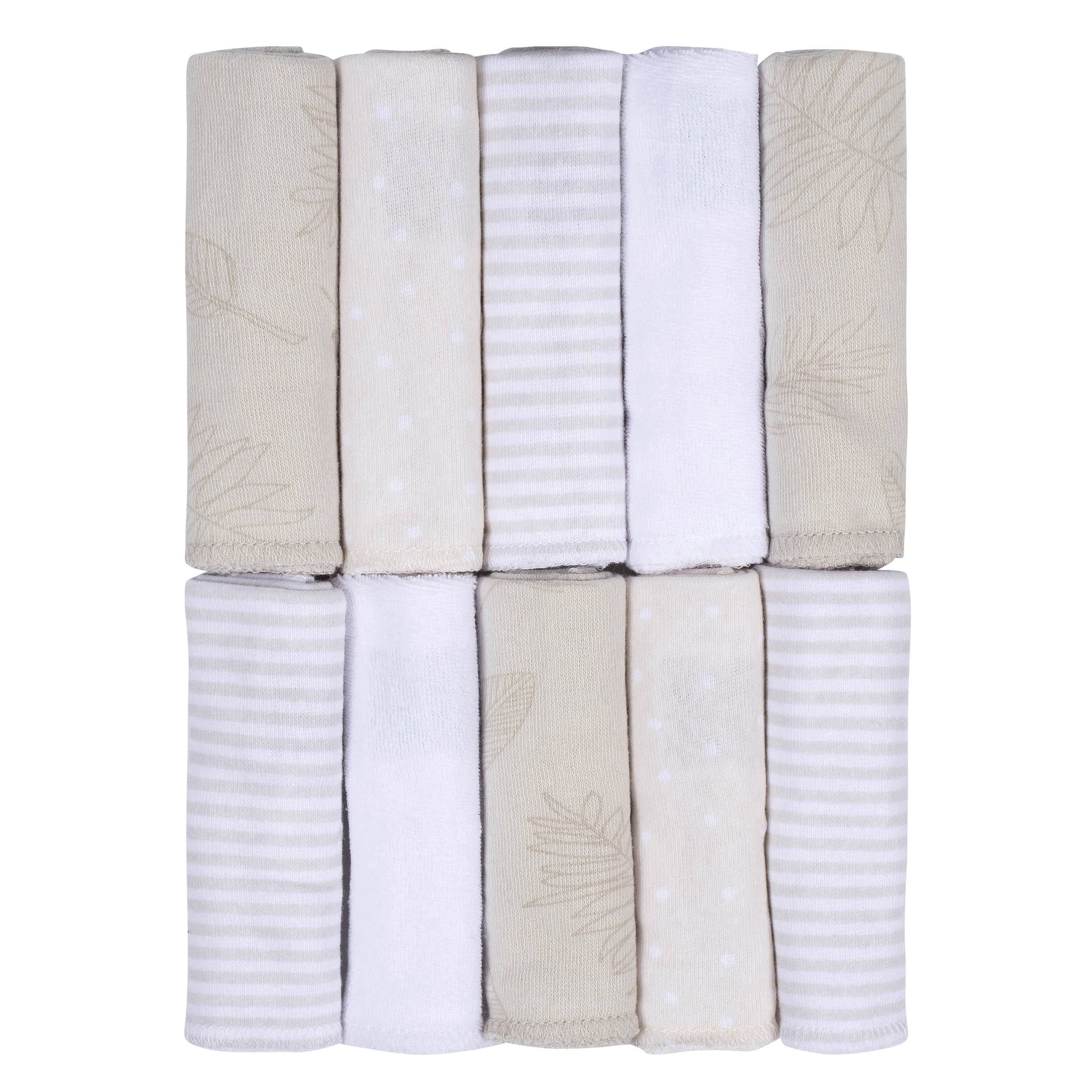 Just Born 10-Pack Baby Neutral Natural Leaves Washcloths