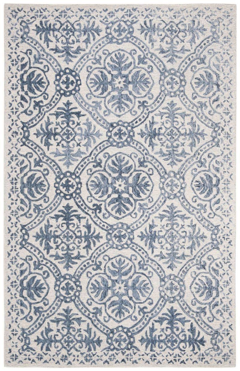 Lauren Ralph Lauren Nina Oriental Handmade Tufted Cotton Area Rug in Navy/Ivory Rug Size: Round 6'