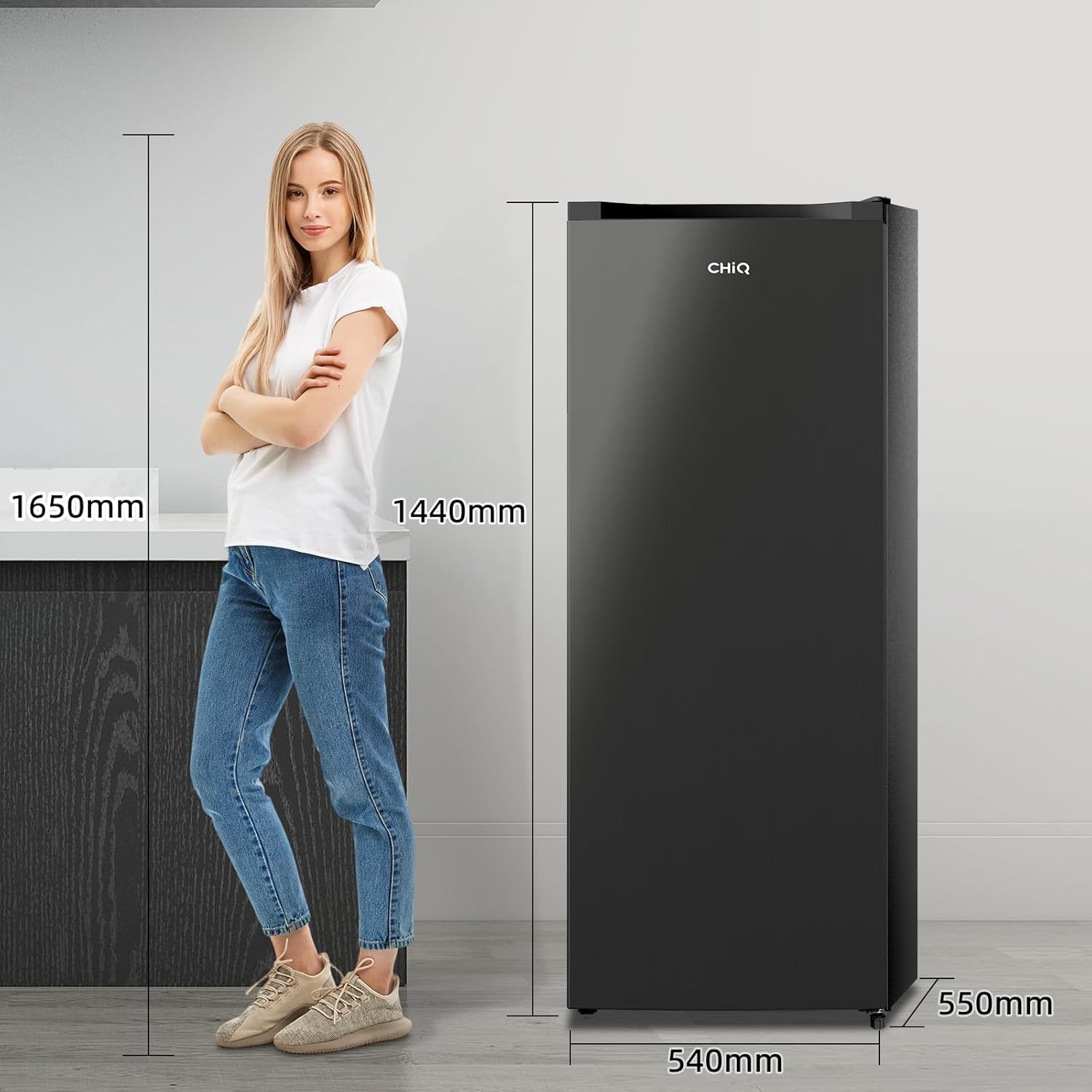 Congélateur armoire CSD208D4E 177L silencieux 39dB acier noir pieds réglables porte réversible