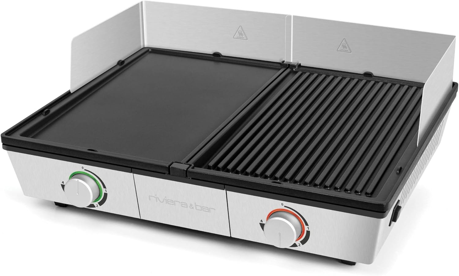 Plancha grill bi zone 1910 cm² plaques inclinées thermostats indépendants inox