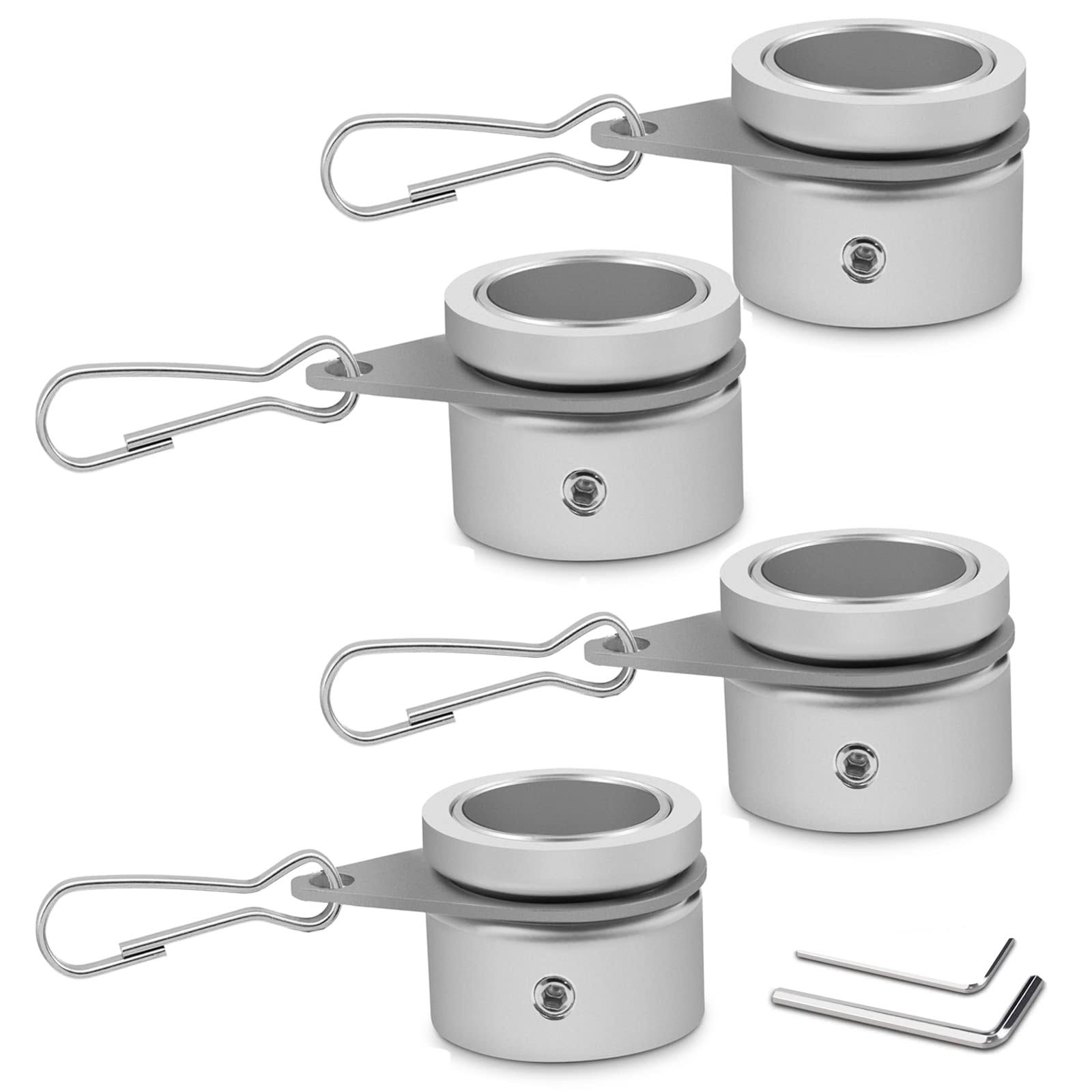 Flag Pole Rings, Aluminum Alloy Flagpole Rings 360 Rotating Anti Wrap Flag Mounting Ring, Spinning Flag Pole Clips with Carabiner for 0.75-1.02