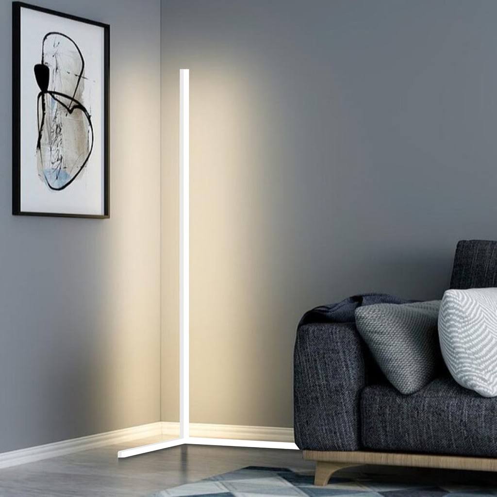 Ozarke Corner Floor Lamp, Minimalist LED Lamp Warm Color, White