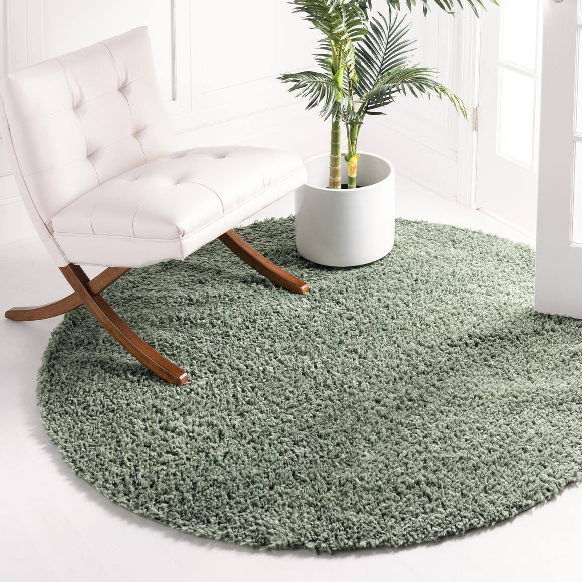 Unique Loom Davos Shag Soft & Cozy Area Rug 3' 3 x 3' 3 Round Sage - 3146041