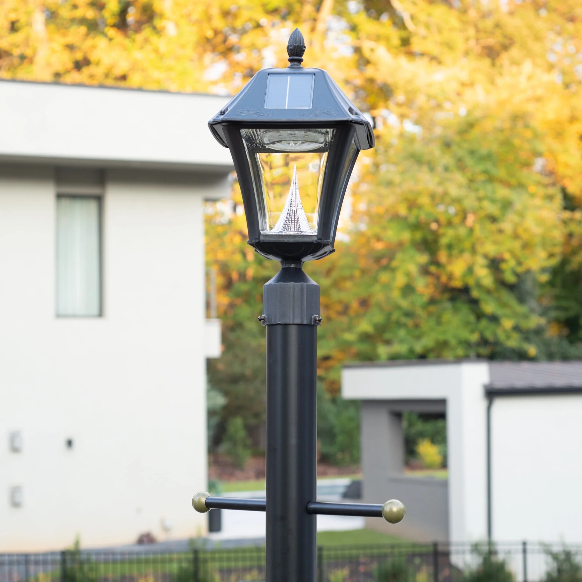 Gama Sonic Baytown II Solar Light in Bright White - Wall/Pier/ 3 in Fitter Mounts - Black Finish