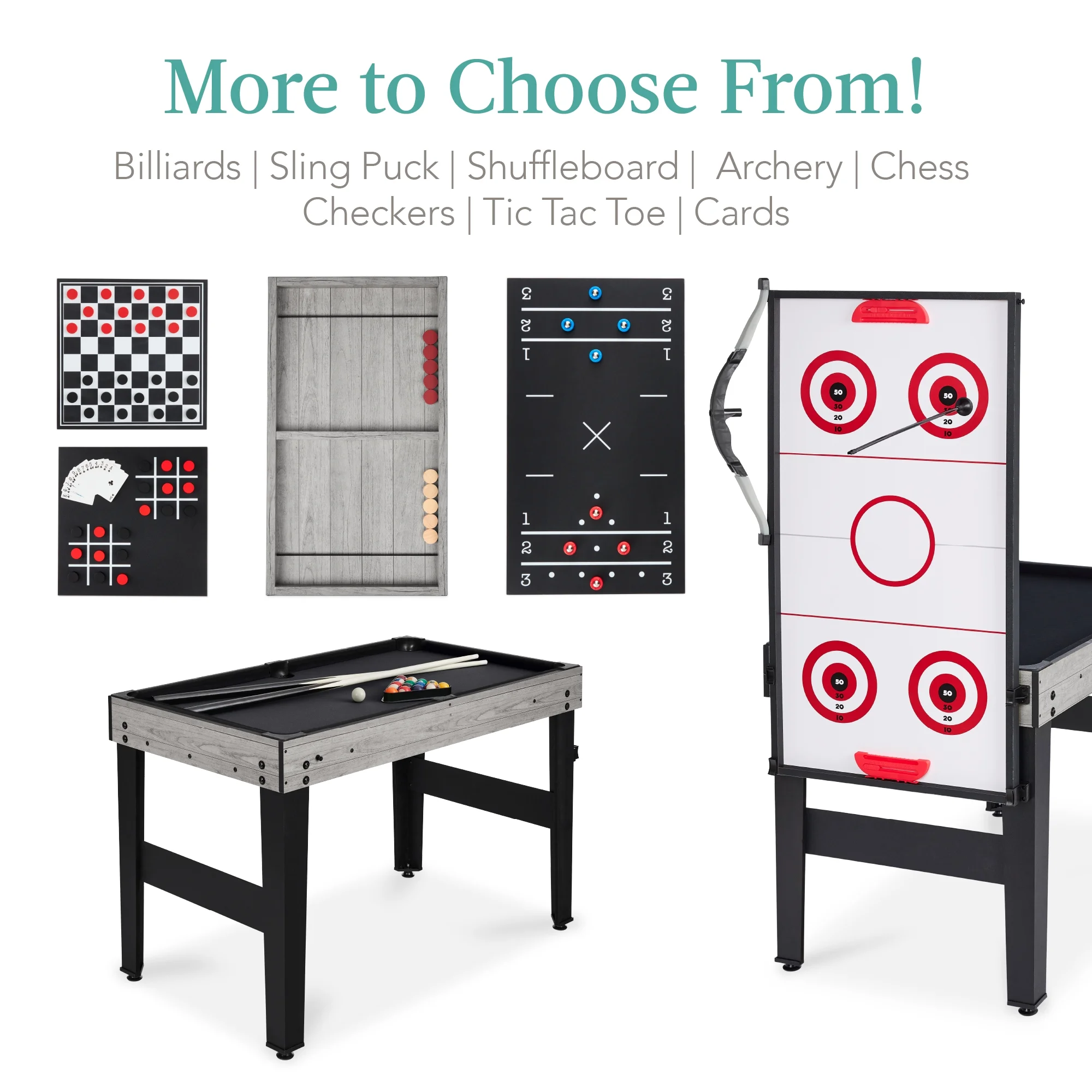 Best Choice Products 13 - in - 1 Combo Game Table Set W/ Ping Pong, Foosball, Basketball, Hockey, Archery - Natural
