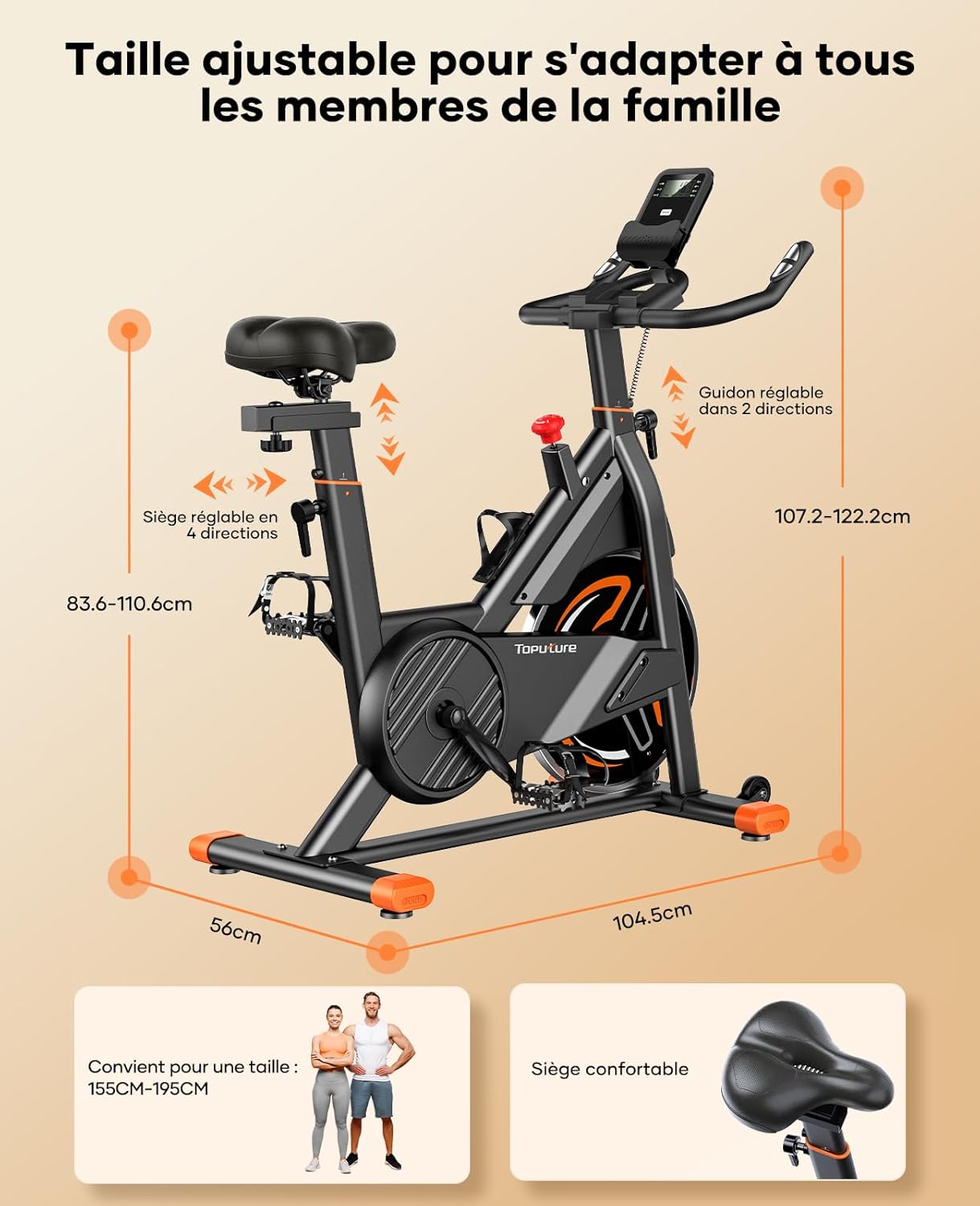 Vélo appartement magnétique connecté app résistance réglable silencieux capacité 160kg