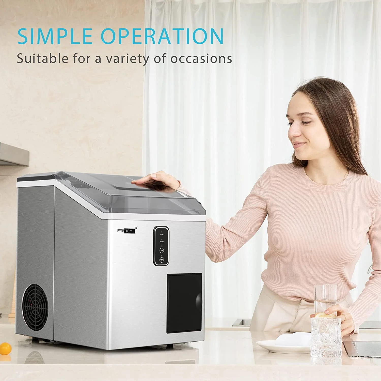 VIVOHOME 2 in 1 Countertop Ice Maker & Ice Shaver Machine, 33 lb/Day