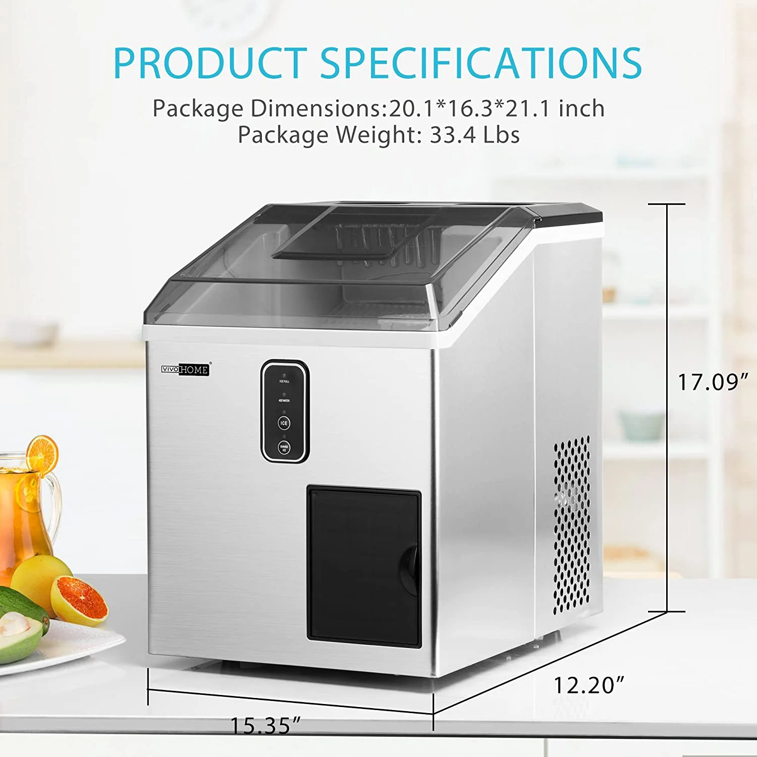 VIVOHOME 2 in 1 Countertop Ice Maker & Ice Shaver Machine, 33 lb/Day