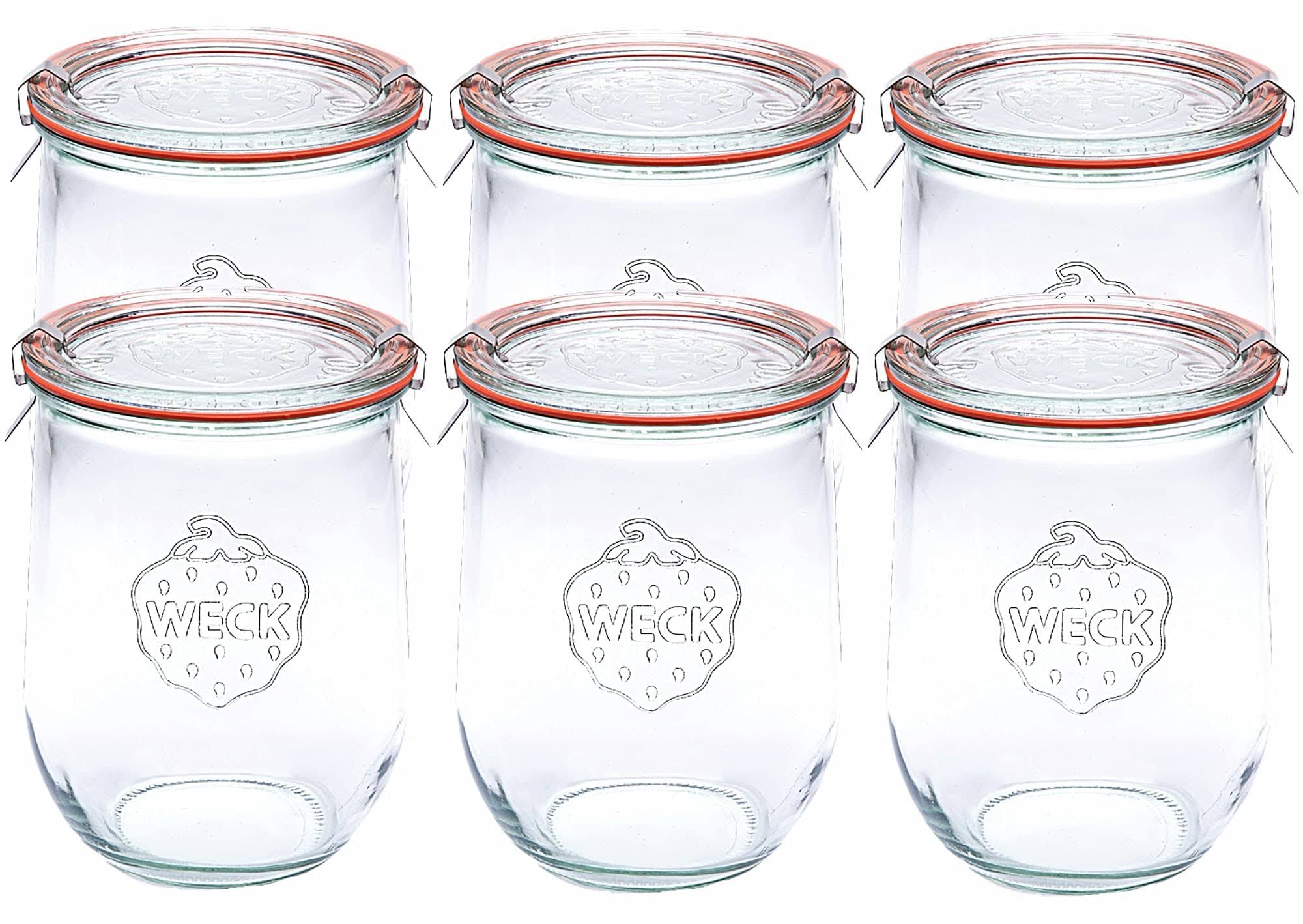 Weck 745 Tulip Jar - 1 Liter Set of 6 Clear