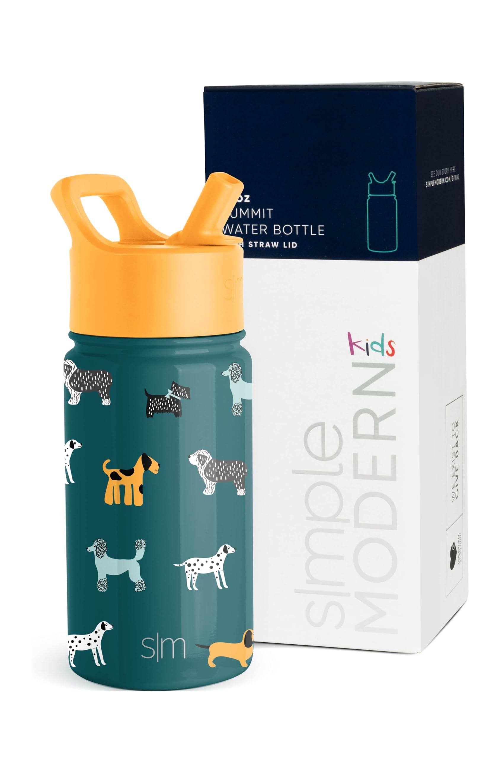 Simple Modern Kids Water Bottle with Straw Lid | Insulated Stainless Steel Reusable Tumbler for Toddlers, Boys | Summit | 14oz, Dog Days