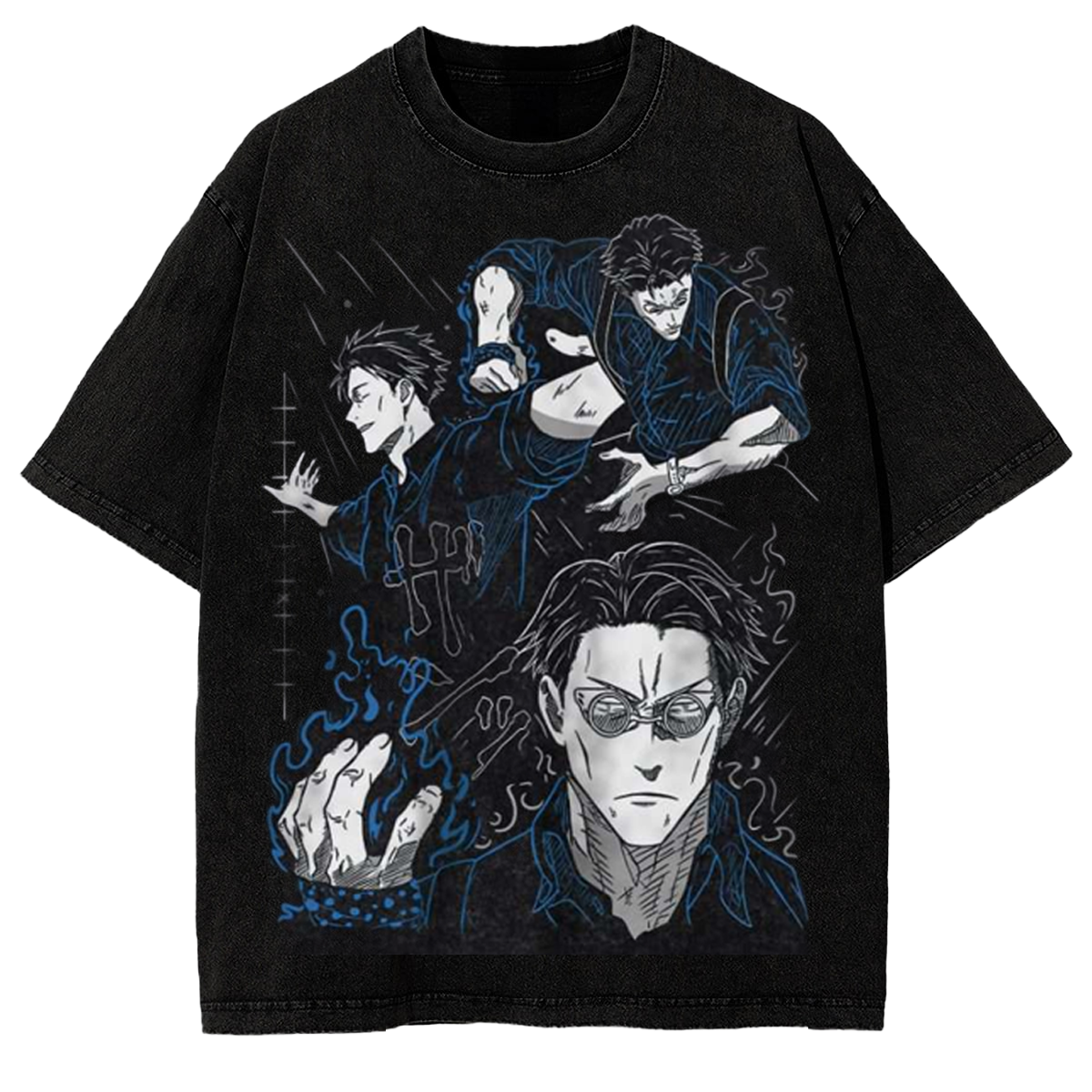 Wash Oversized Graphic Tee Kento Nanami Jujutsu Kaisen Anime Washed T-Shirt