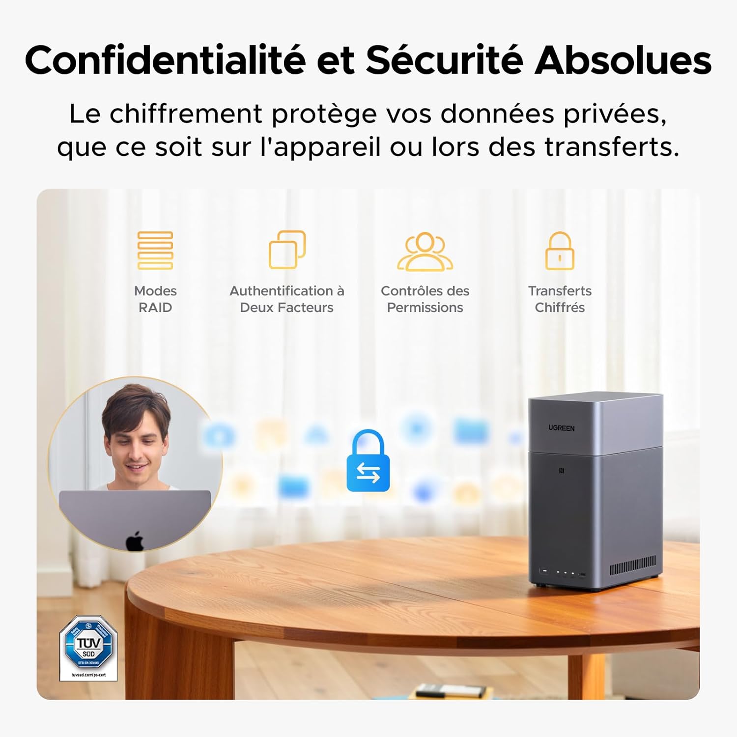 NAS 2 baies 4 Go RAM NFC LAN 1 GbE système débutant sans disque