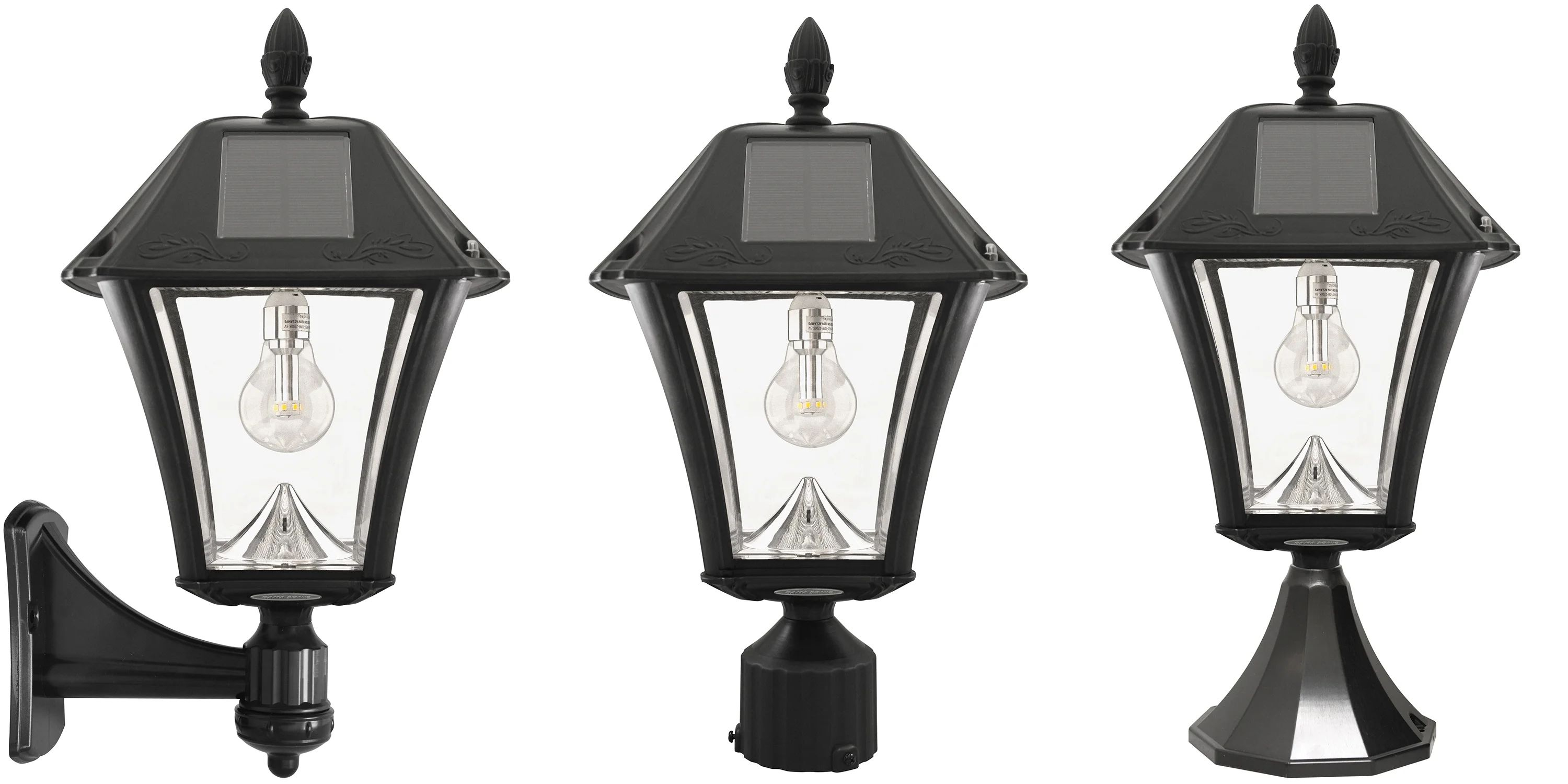 Gama Sonic Baytown II Solar Light in Bright White - Wall/Pier/ 3 in Fitter Mounts - Black Finish