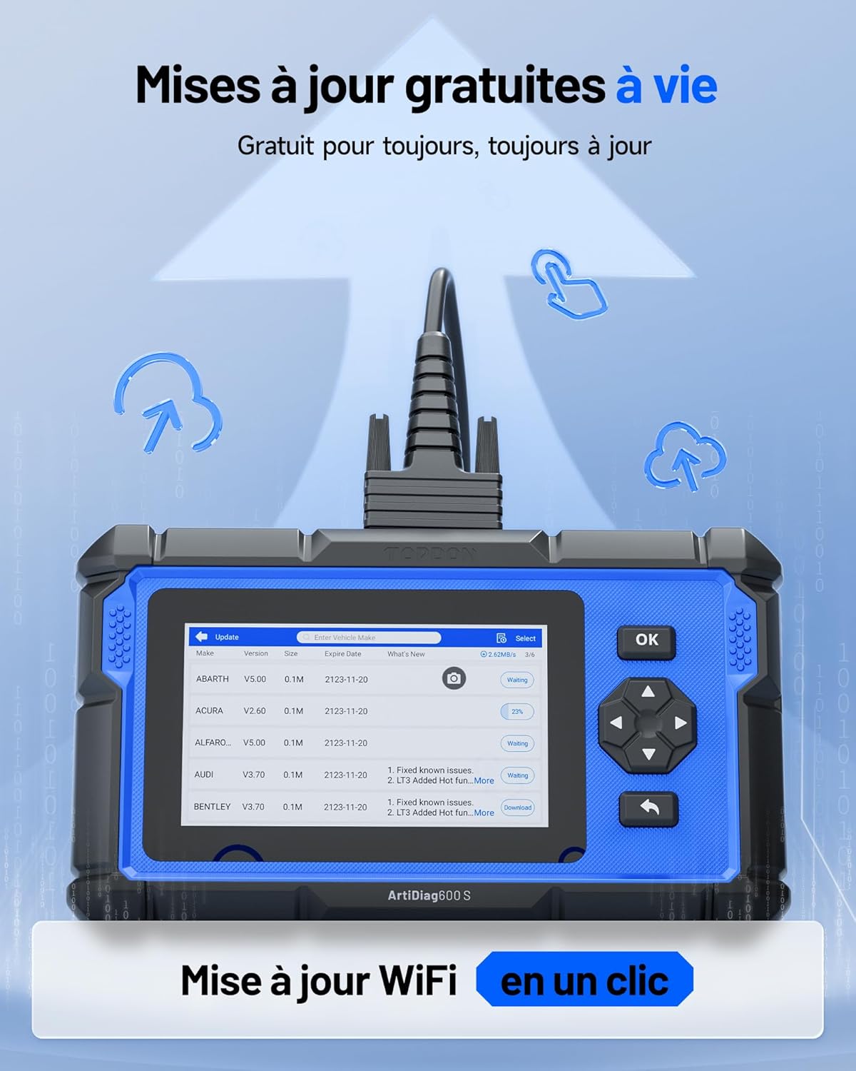 Valise diagnostic auto ArtiDiag600S OBD2 4 systèmes 9 réinitialisations fonctions complètes