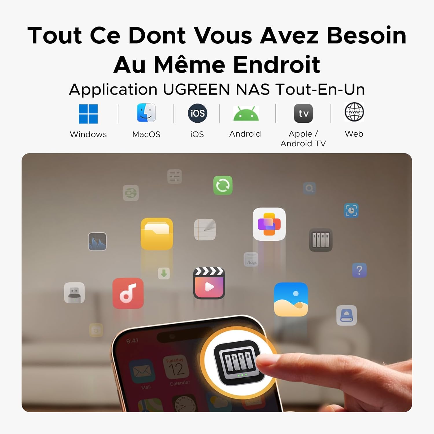 NAS 2 baies 4 Go RAM NFC LAN 1 GbE système débutant sans disque