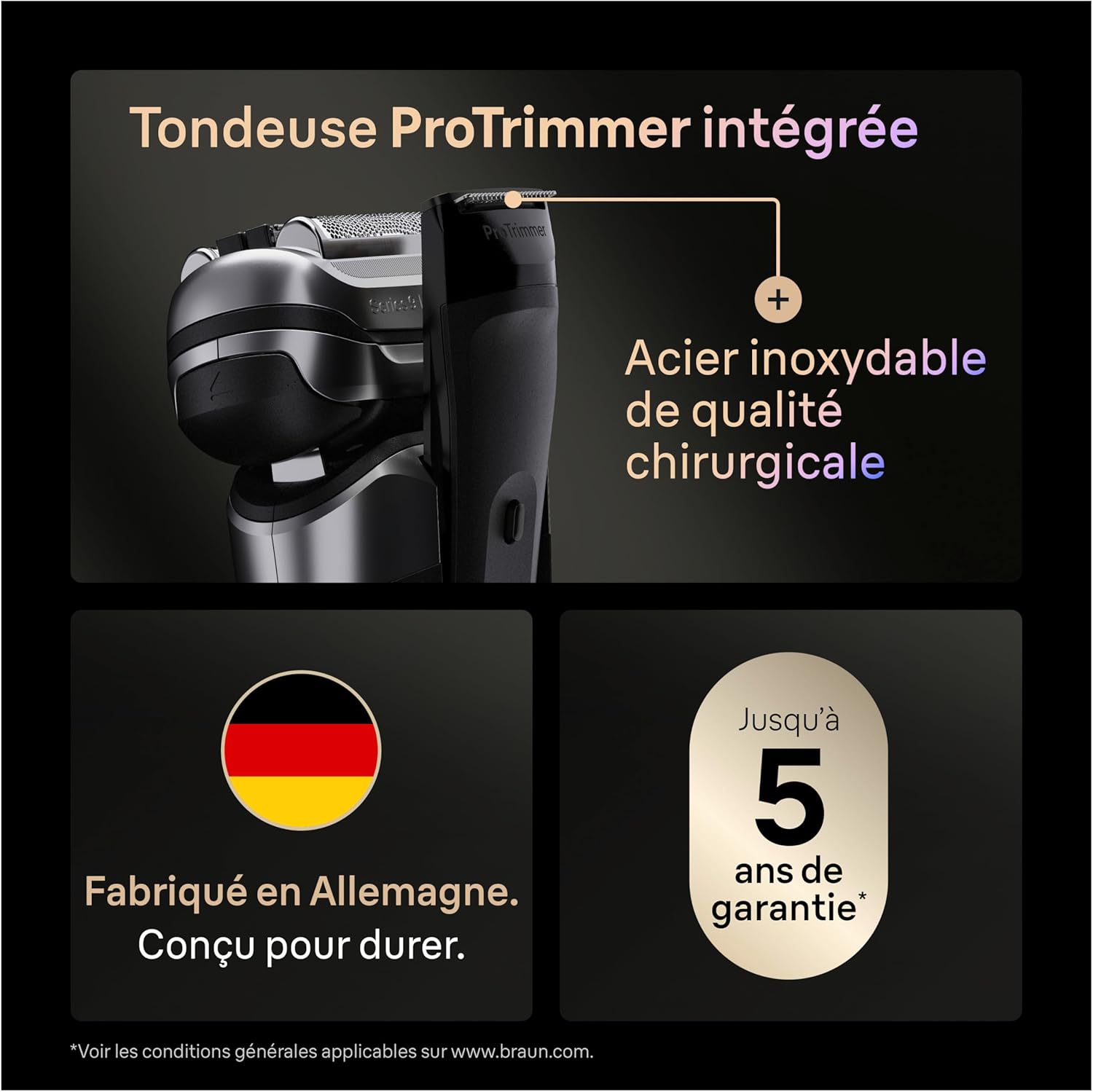 Rasoir électrique homme étanche lames précision station nettoyage