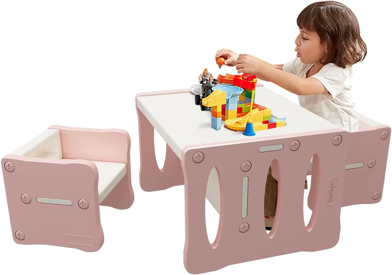 BanaSuper Plastic Kid's Table and 2 Chairs Set
