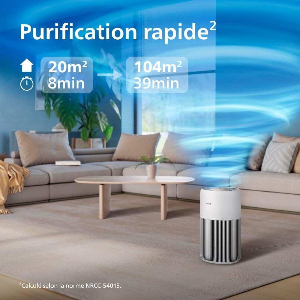 Purificateur air HEPA charbon actif CADR 400 m3 h pour 104 m2