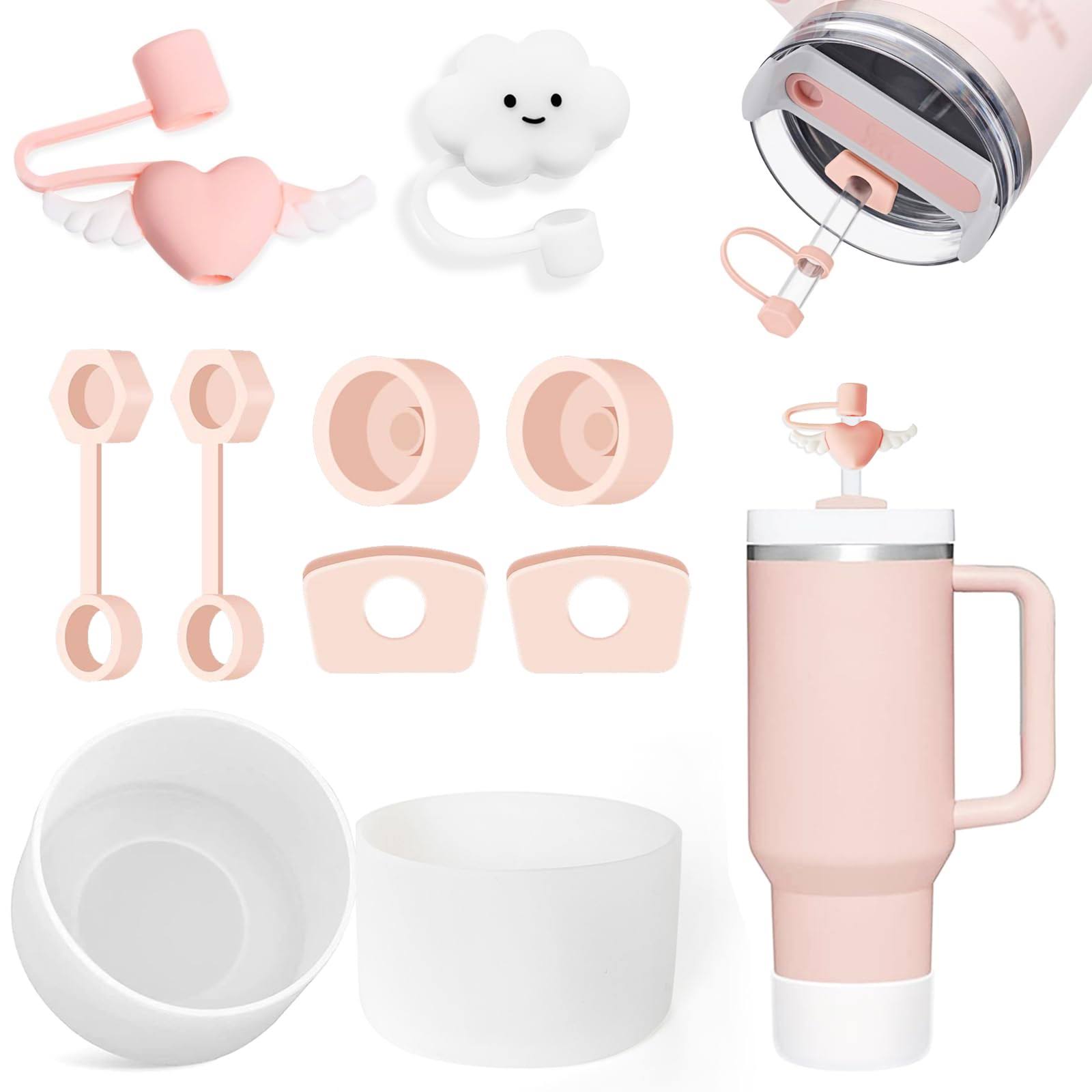 Stanley Cup Accessories Set Including 6 Pcs Silicone Spill Proof Stopper, 2 Pcs Straw Cover Cap for 9-10 mm Straws, 1 Pcs Transparent Silicone Boot