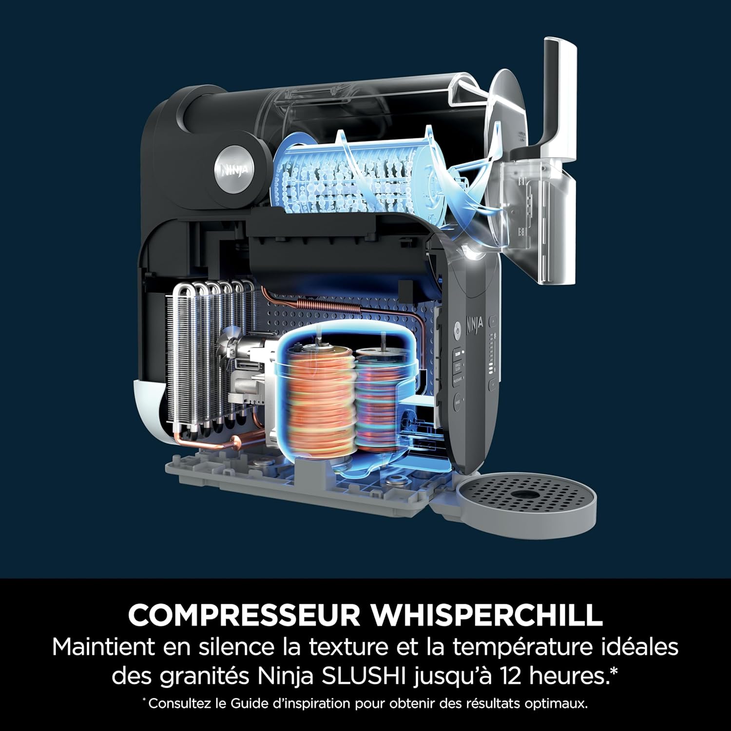 Machine boissons glacées SLUSHi granités cocktails milkshakes jus capacité 19 L bleu gris