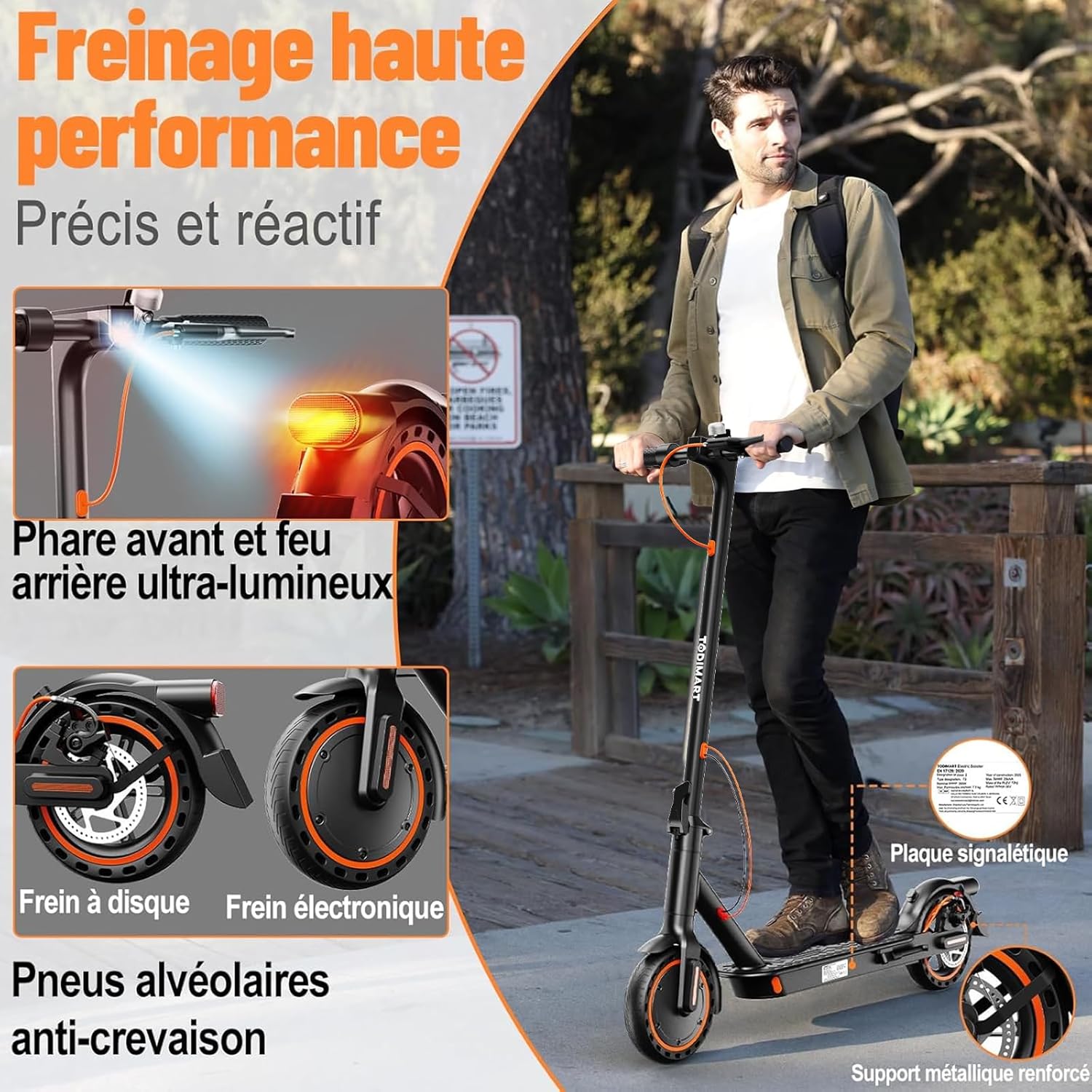 Trottinette électrique adulte 350 W 25 km h autonomie 35 km pneus increvables