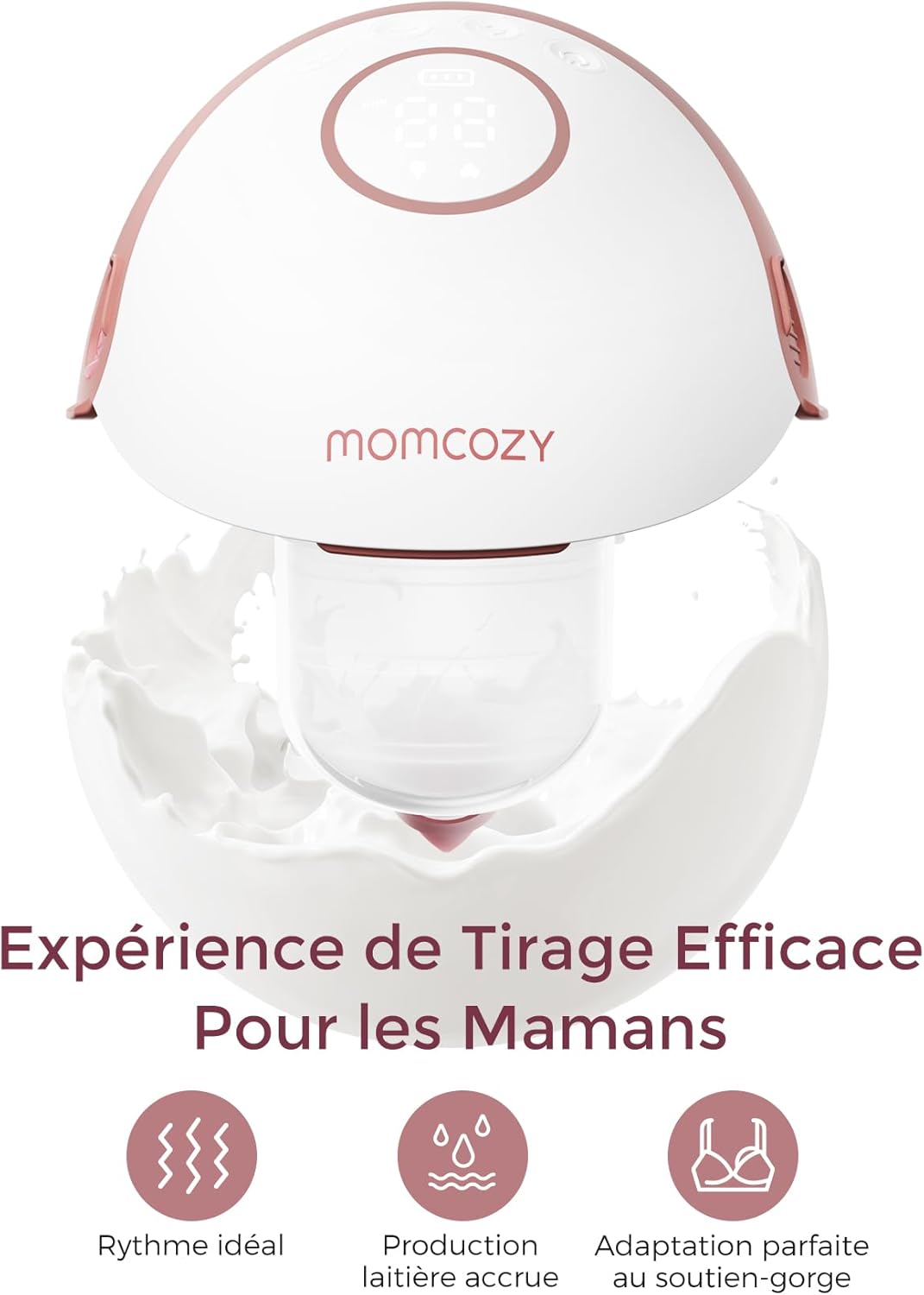 Tire lait électrique M6 mains libres portable DoubleFit anti fuite 3 modes 9 niveaux 24 mm rouge