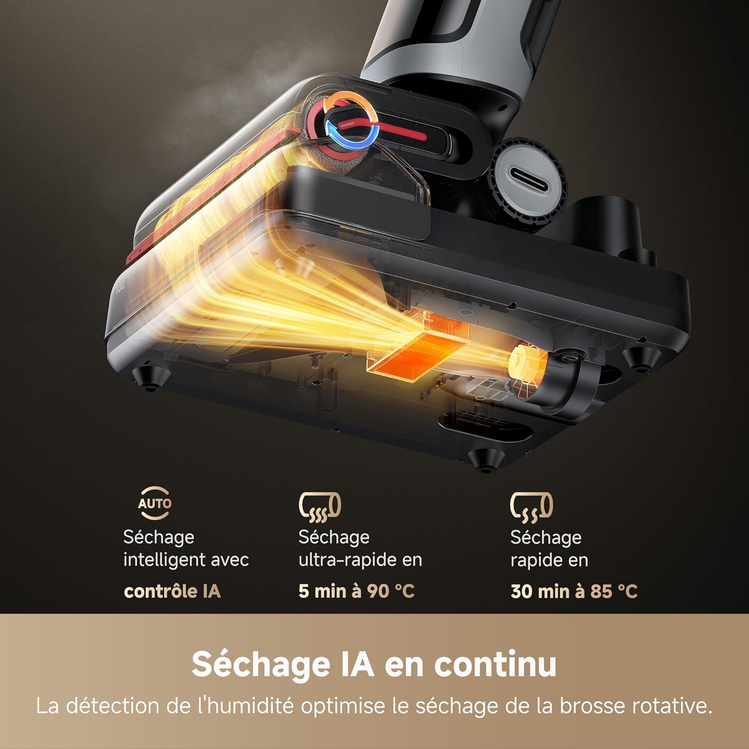 Aspirateur laveur H15 Pro Heat nettoyage sols 85°C bras robotisé IA 22000Pa séchage 5 min contrôle app