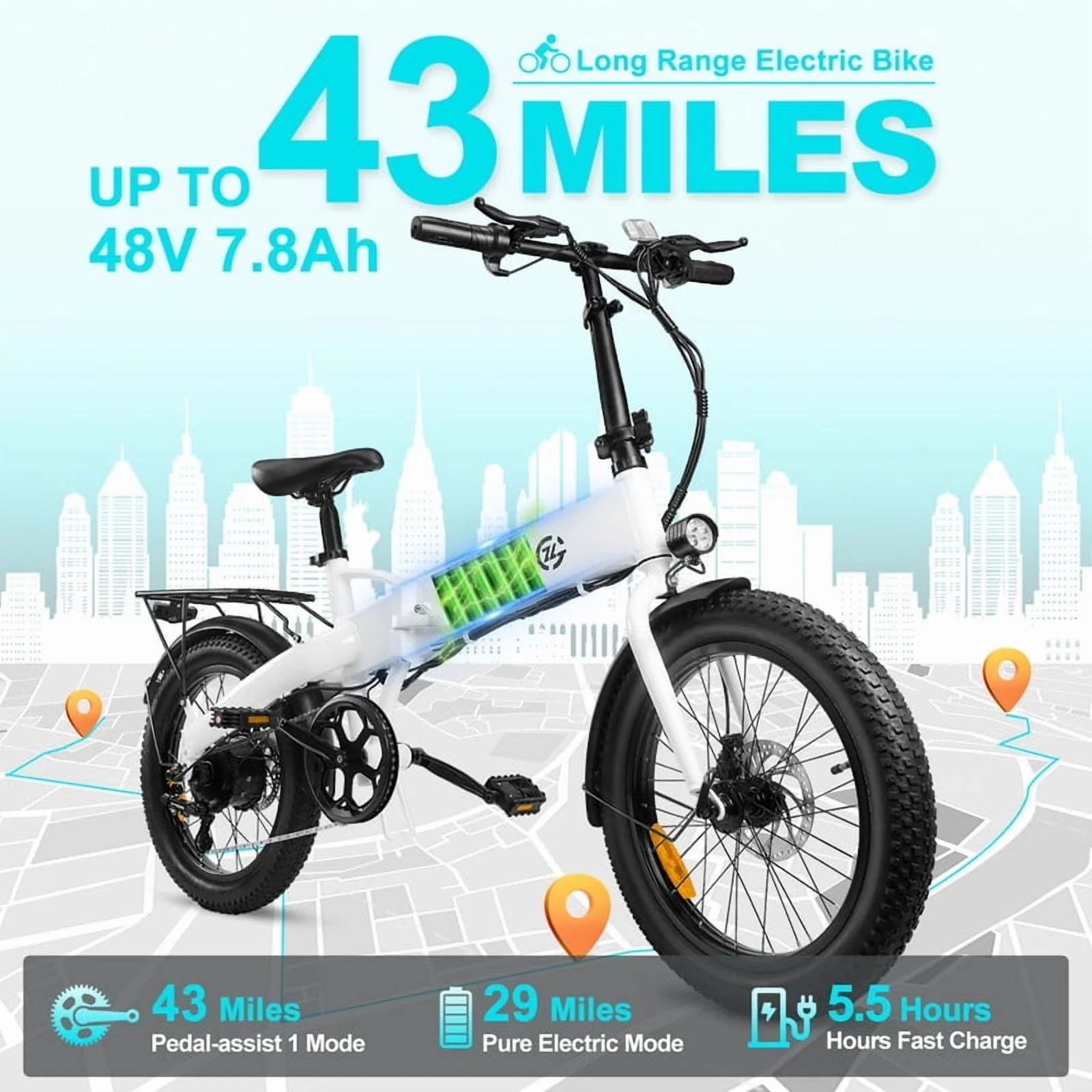 750W Peak Electric Bike for Adults, 500W Motor, 20