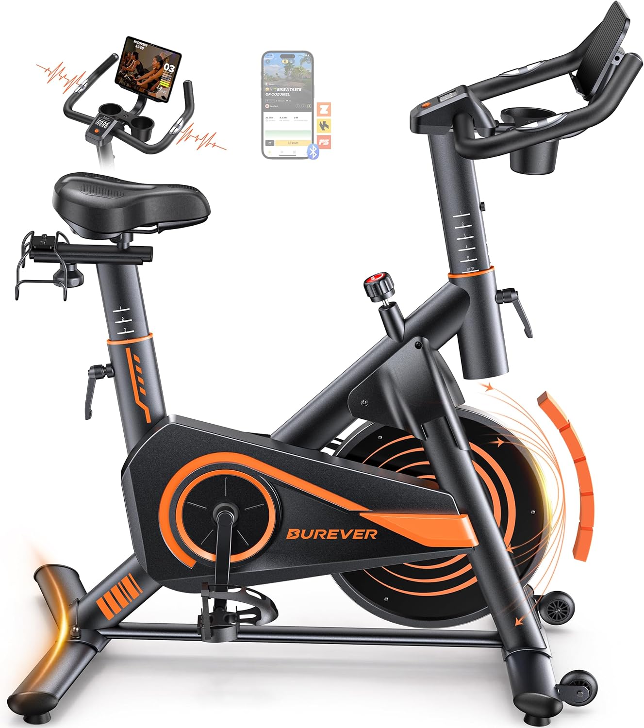 Vélo appartement connecté résistance magnétique volant 15 kg capacité 160 kg