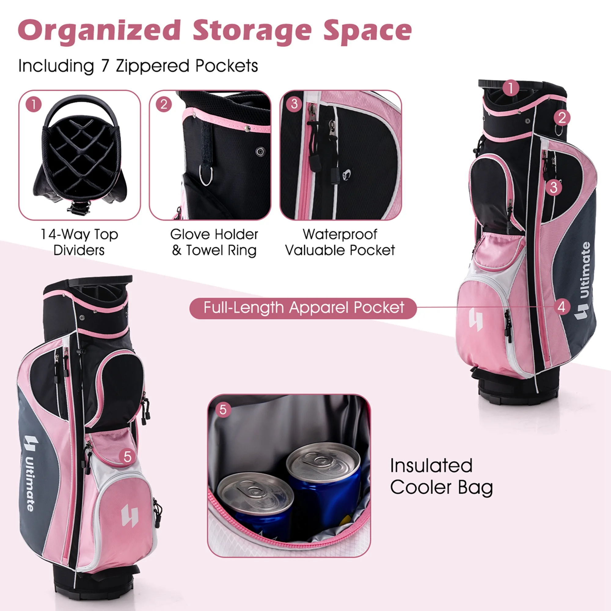 Ultimate Womens Complete Golf Club Set Golf Club Package Set W/ Rain Hood, Right Hand Purple