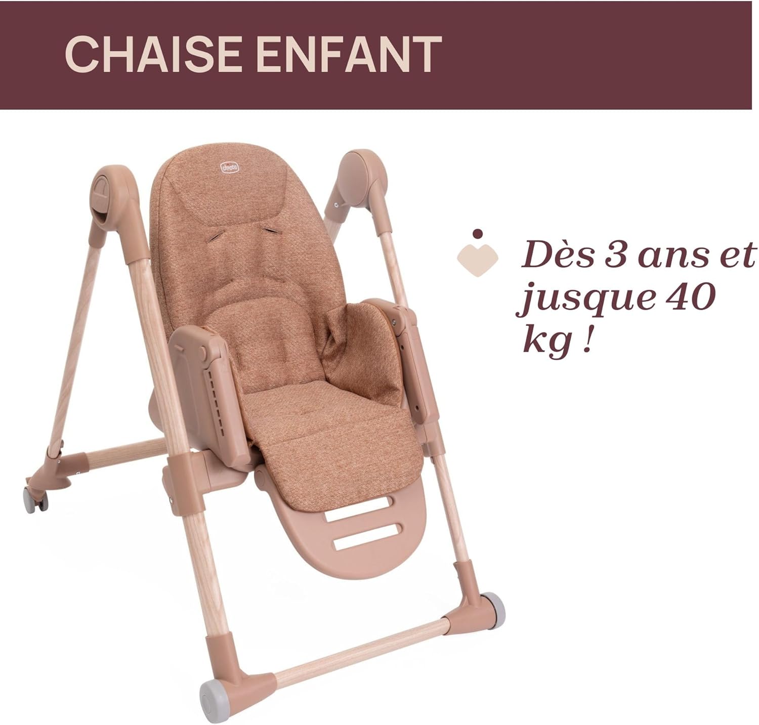Chaise haute évolutive bébé 0 à 40 kg hauteur réglable pliage compact