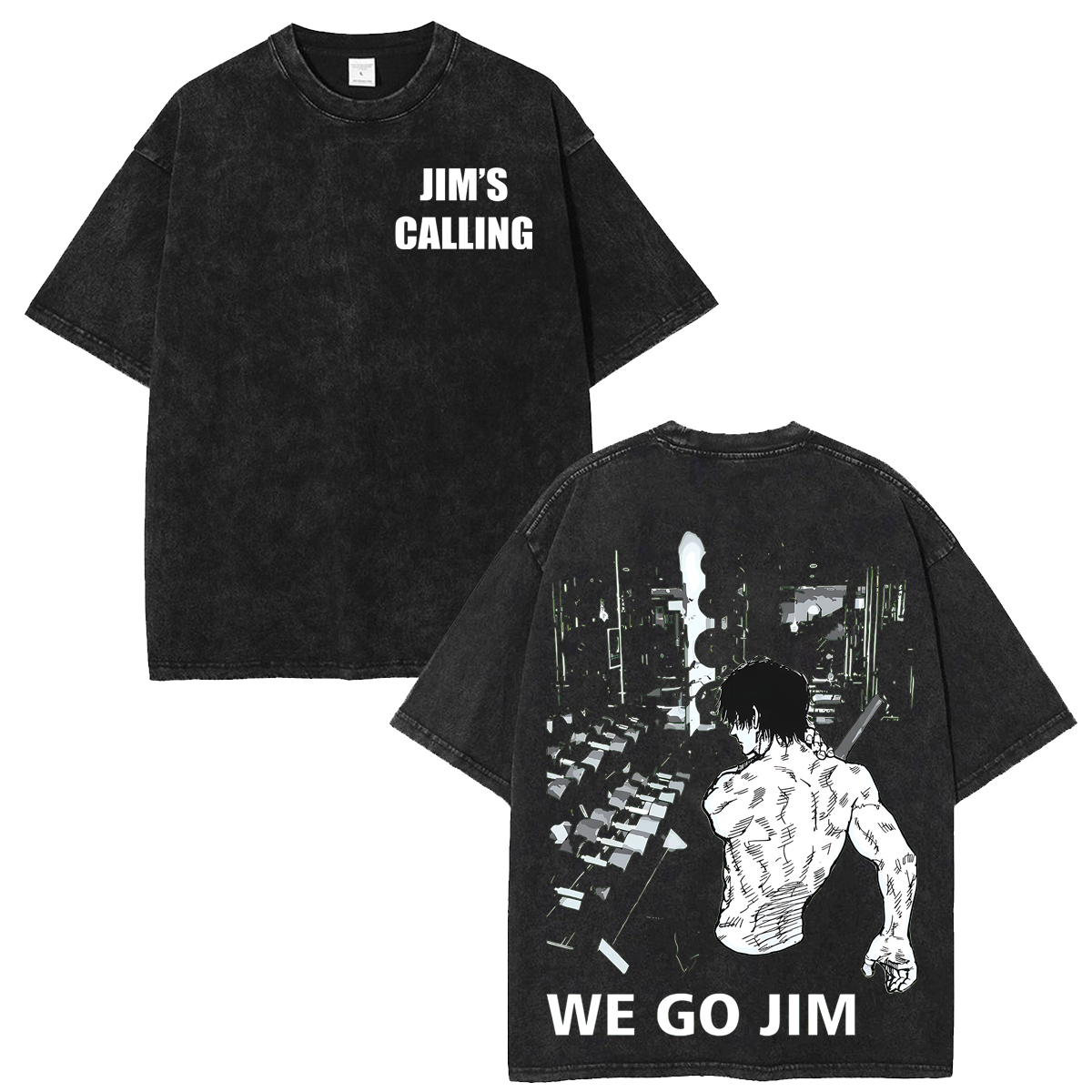 Graphic Tee JJK Toji Fushiguro We Go Jim Anime Washed Shirt Jimâs Calling Bodybuilding Oversized T-Shirt