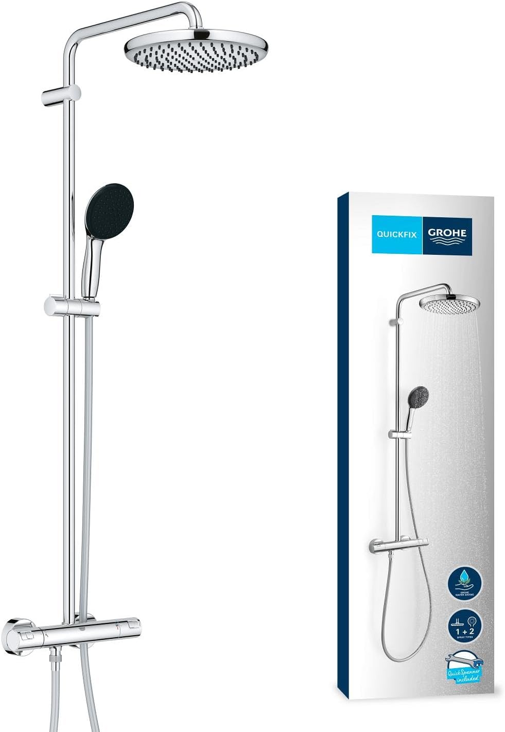 Colonne douche Vitalio Start System 250 mitigeur thermostatique douchette 2 jets flexible 175 m chromé 26677001