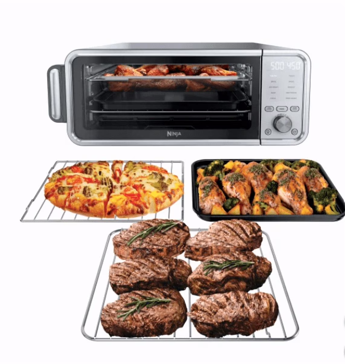 New Ninja Flip 10 - in - 1 Toaster Oven & Air Fryer with Added Broil Rack