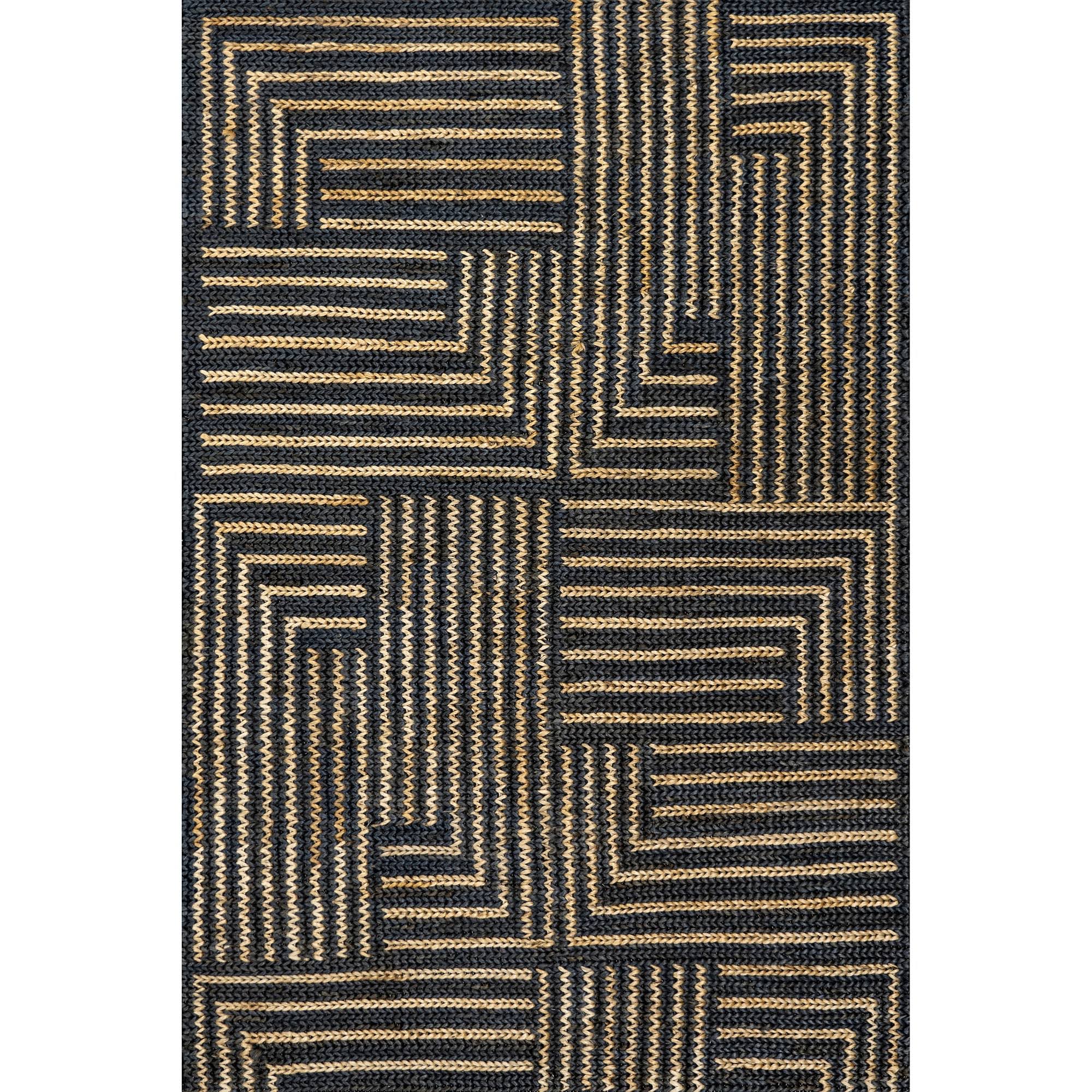 nuLOOM Lauren Liess Grassland Handwoven Jute Black 2 ft. x 8 ft. Modern Runner Rug