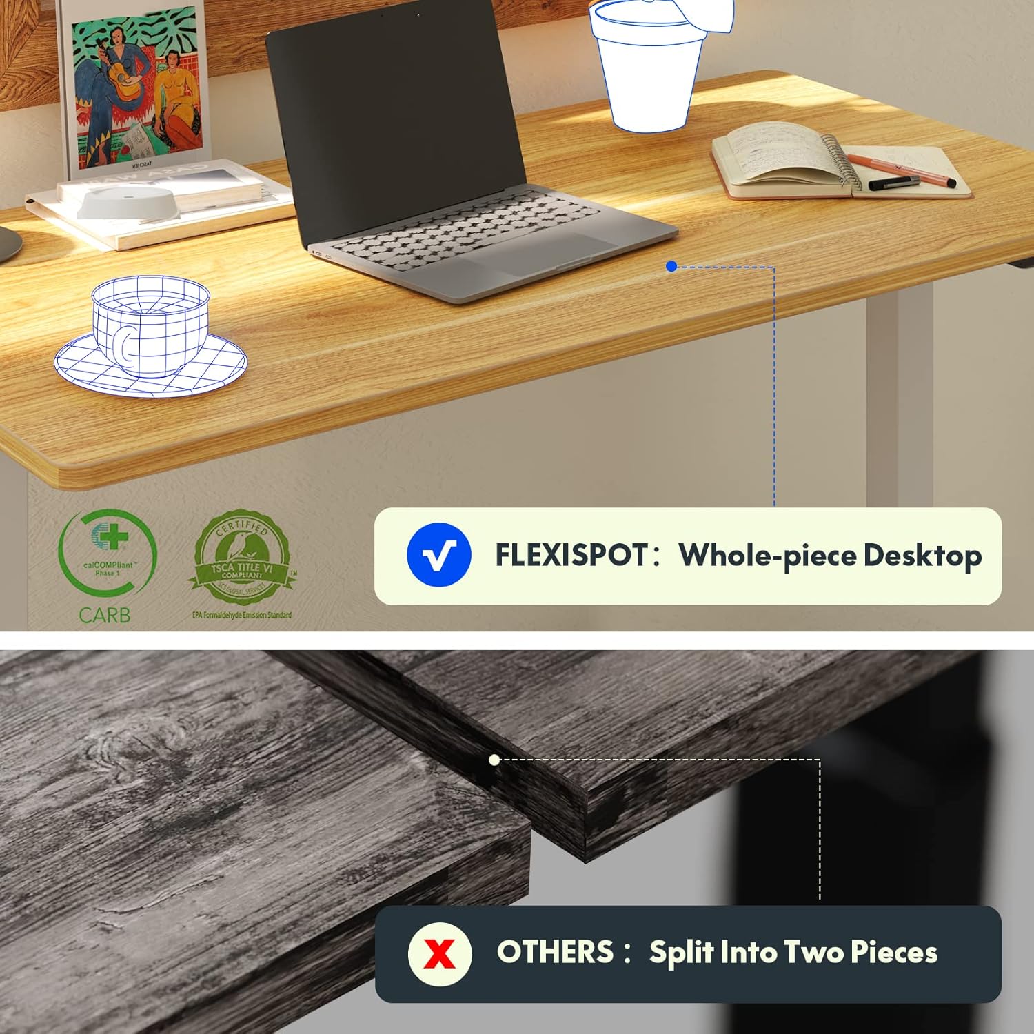 FLEXISPOT EN1 Whole-Piece Standing Desk