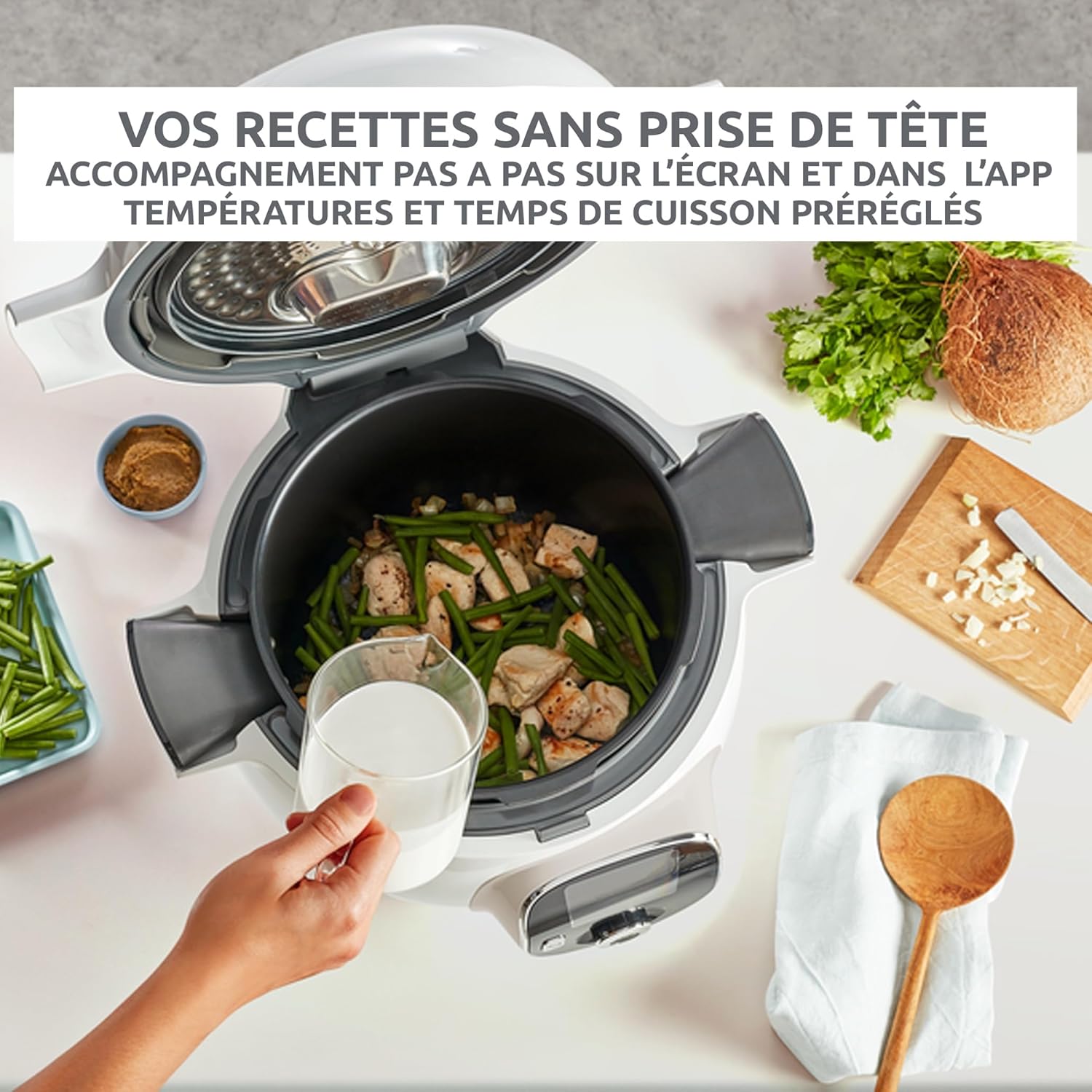 Multicuiseur intelligent 6 L 150 recettes écran intuitif cuisson guidée 1600 W