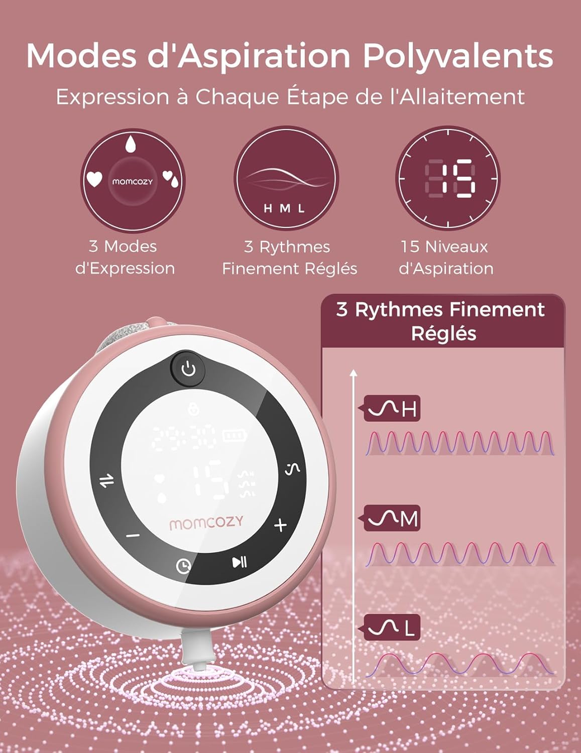 Tire lait électrique double portable 3 modes 15 niveaux