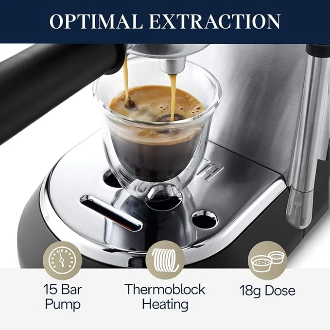 De'Longhi Dedica Arte 15 - Bar, 2 - Cup Metal Espresso Machine