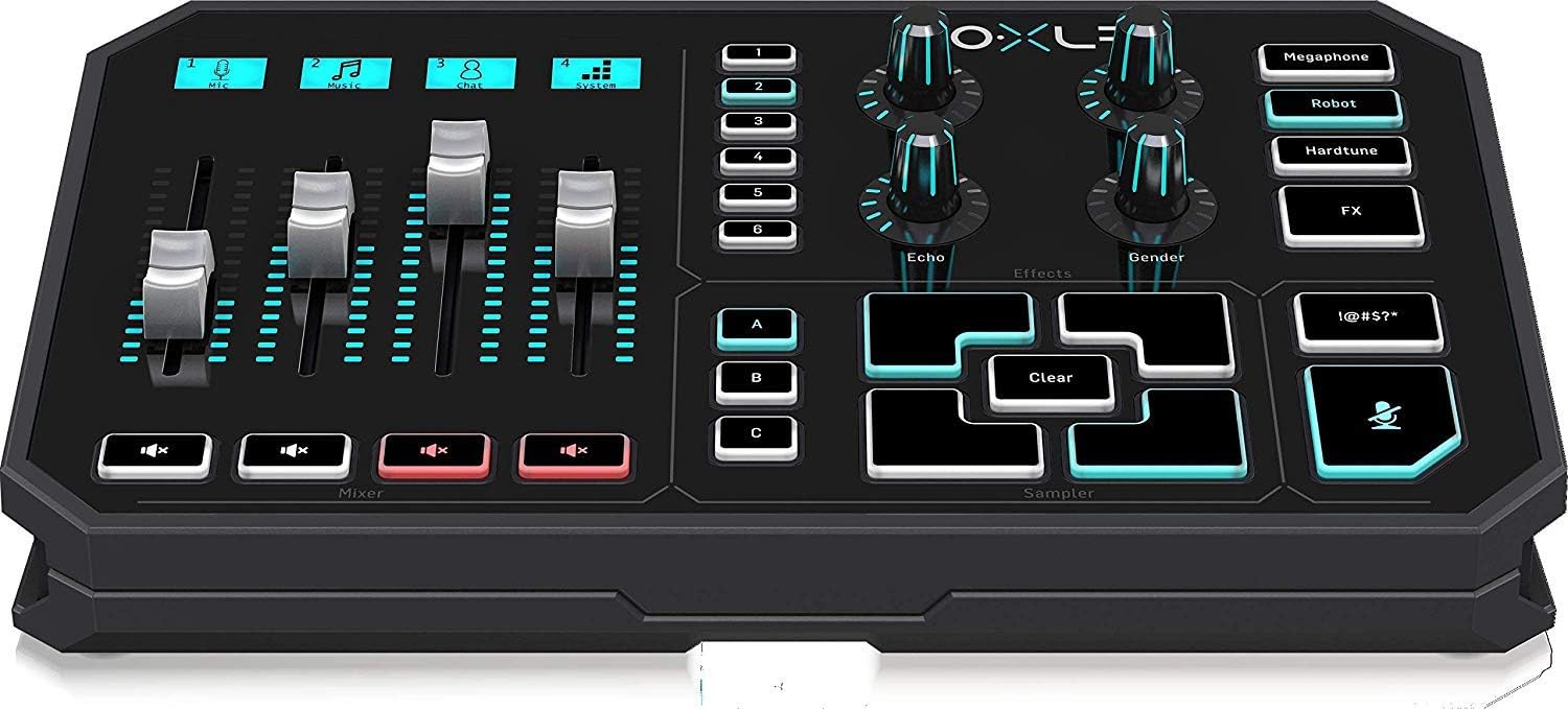 Plateforme diffusion USB Goxlr mélangeur 4 canaux faders motorisés effets vocaux compatible PC