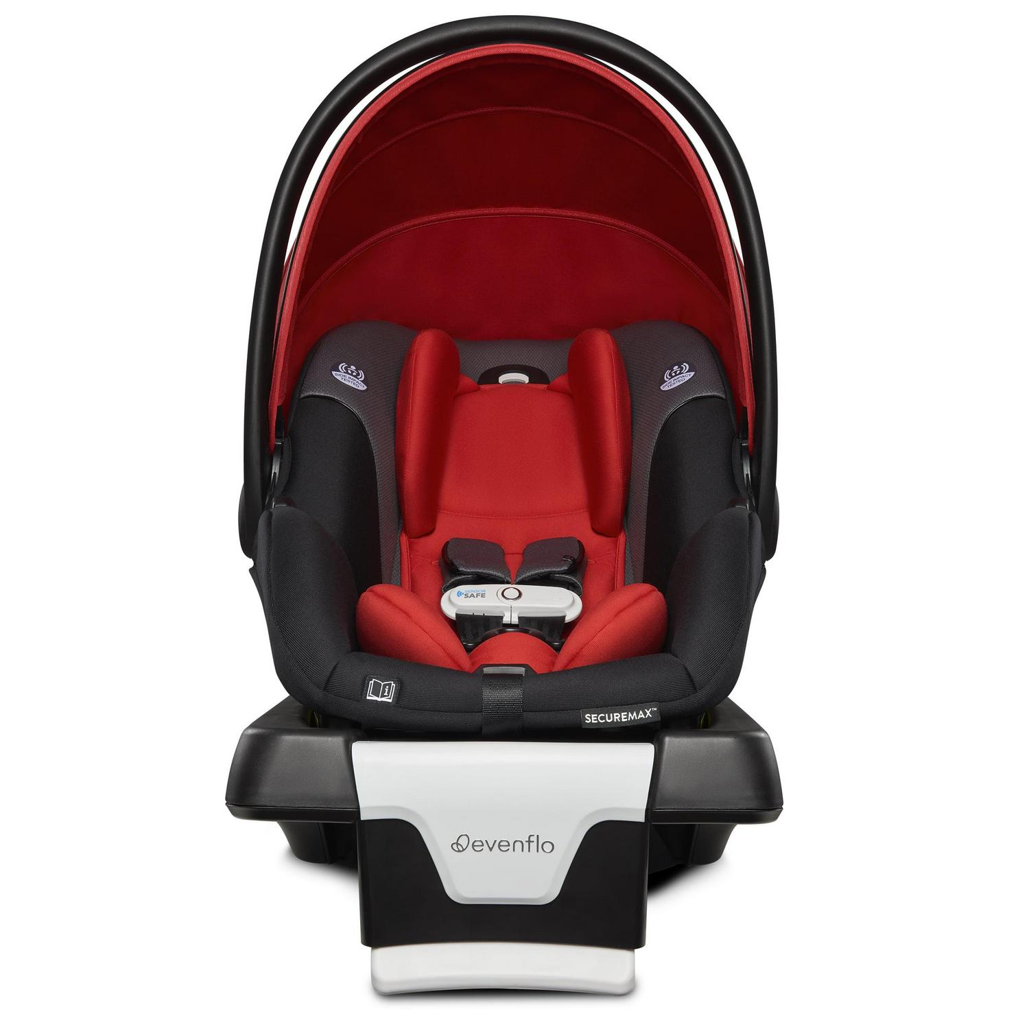 Evenflo Gold Sensorsafe Securemax 35 lb Infant Car Seat. Garnet Red