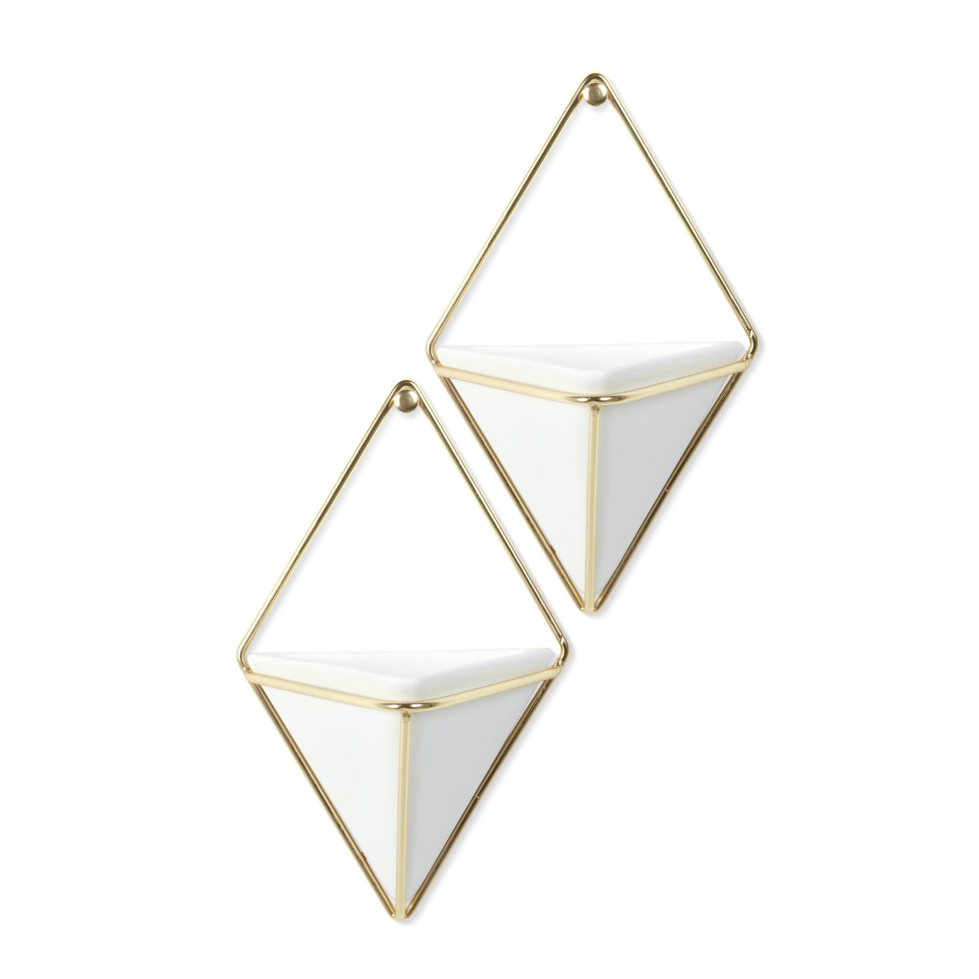 Umbra Small Trigg Wall, Set of 2, White/Brass