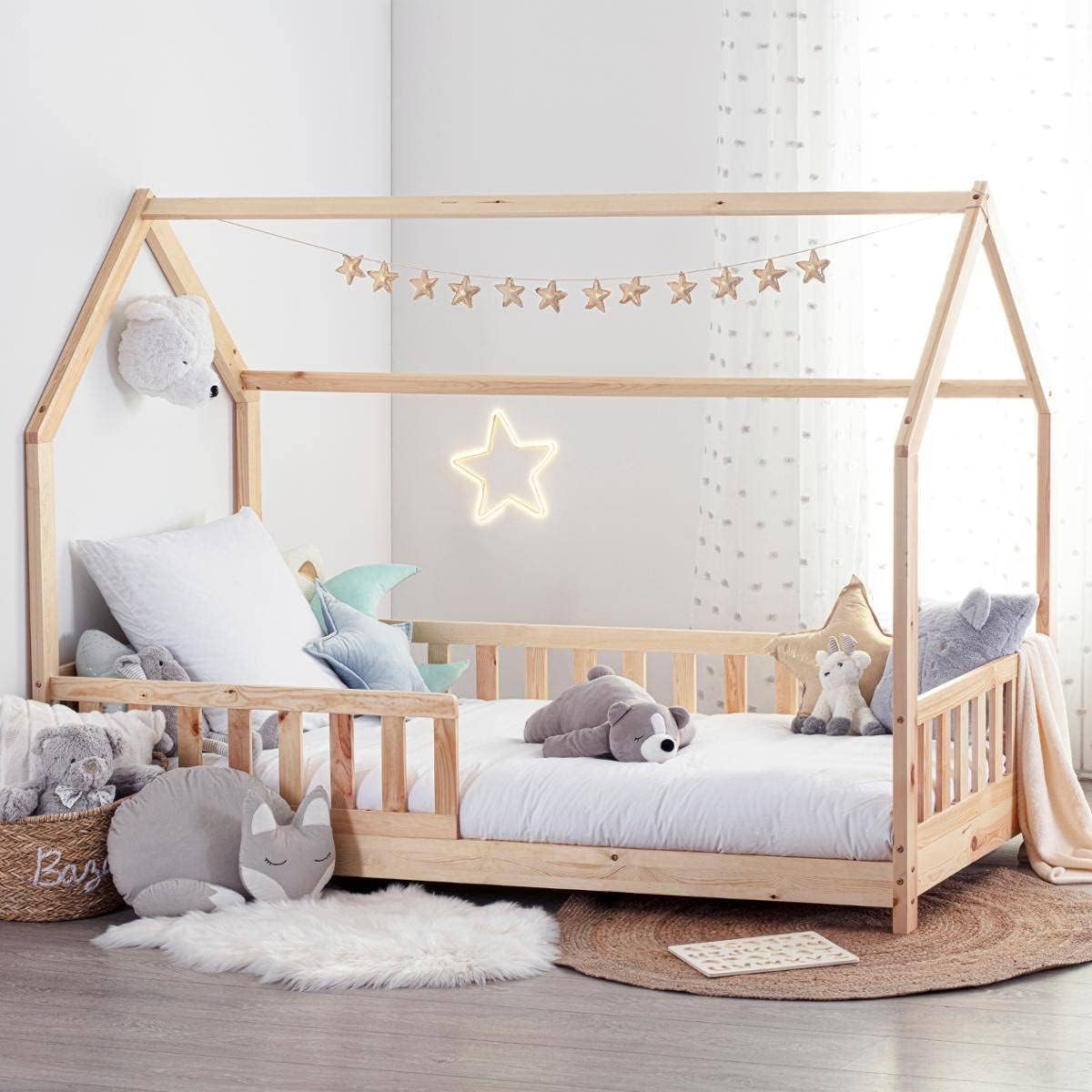 Lit cabane enfant bois 90x190 cm