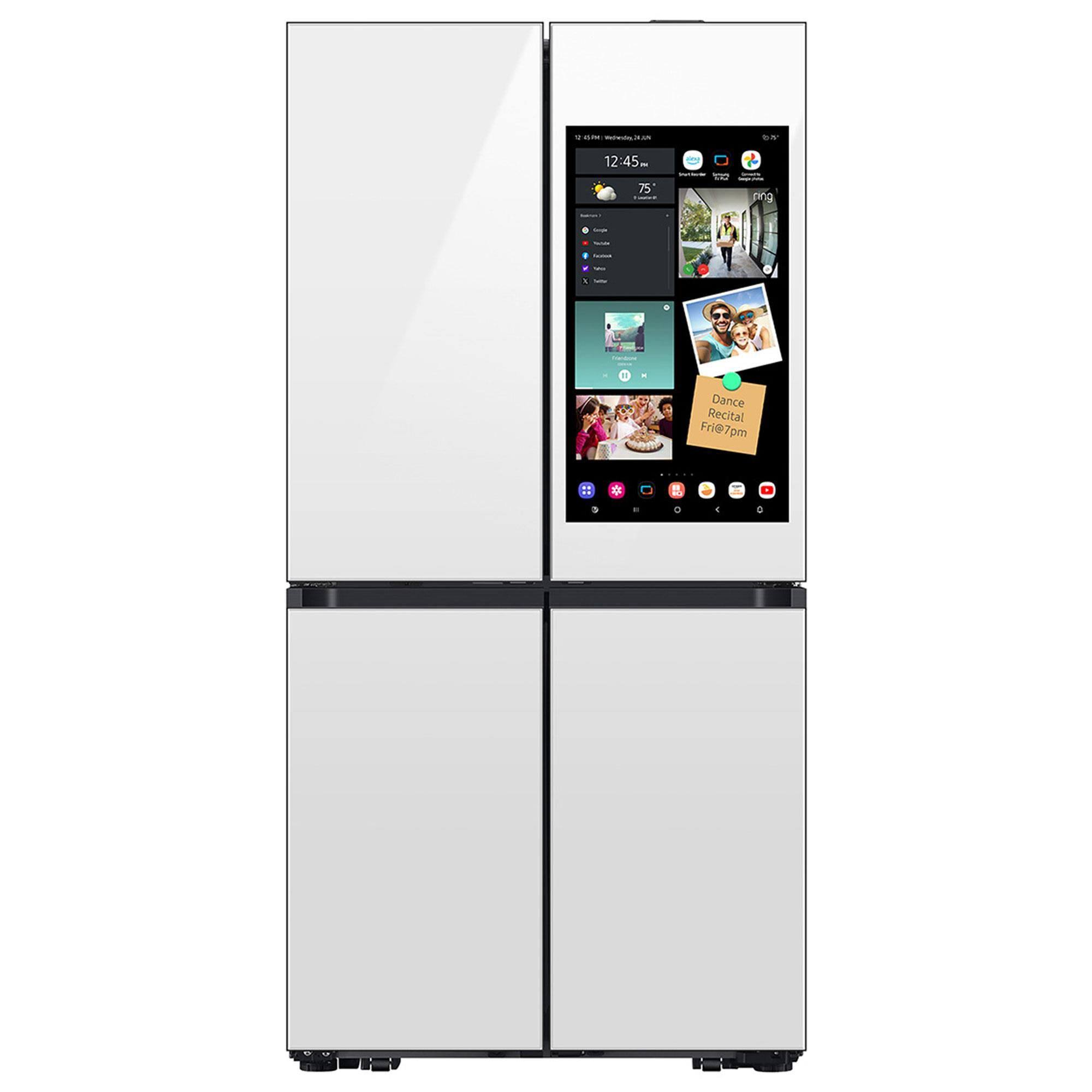 Samsung - Bespoke 29 Cu. ft. 4-Door Flex French Door Smart Refrigerator with Ai Family Hub+ and Ai Vision Inside - White Glass